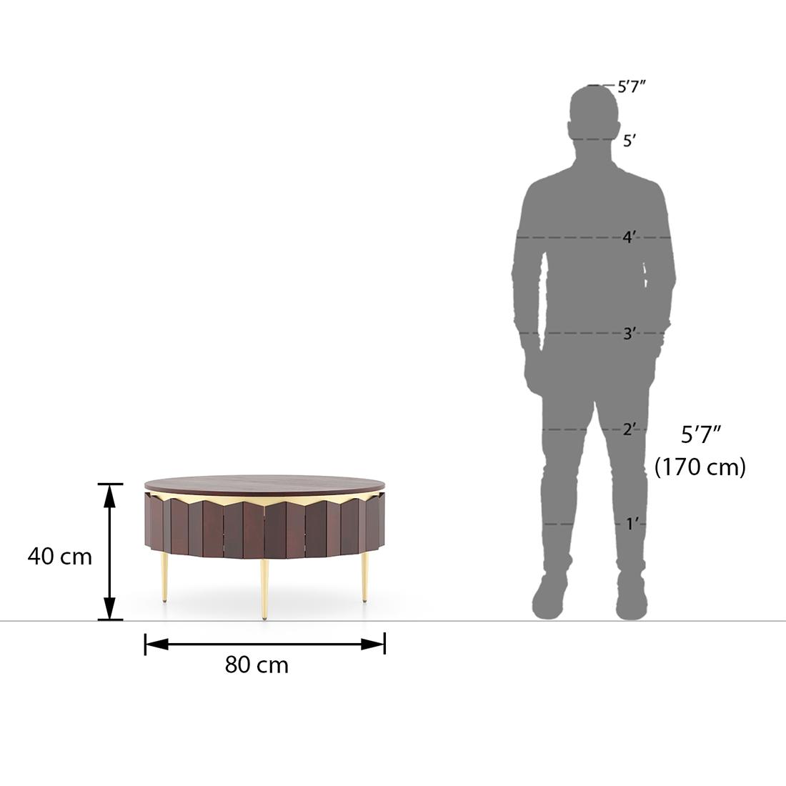 Keoni Round Solid Wood Coffee Table In Claret Mahogany Finish