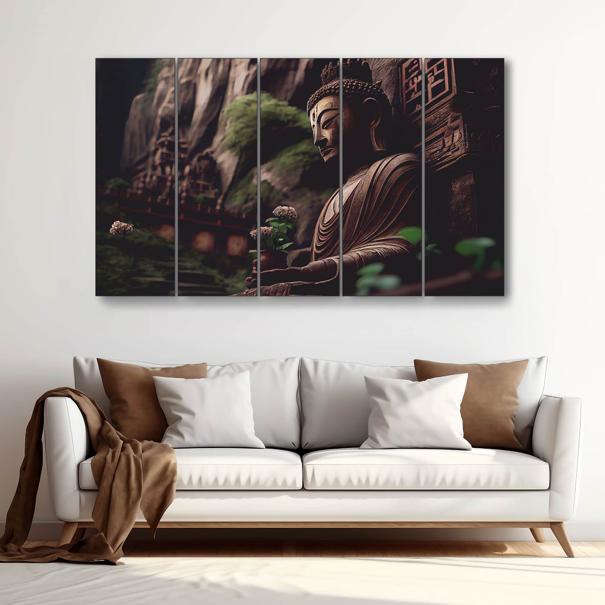 The Castle Decor Lord Buddha Meditation Wall Art Framed Painting 27x48 Inch (Style 23) - The Castle Decor