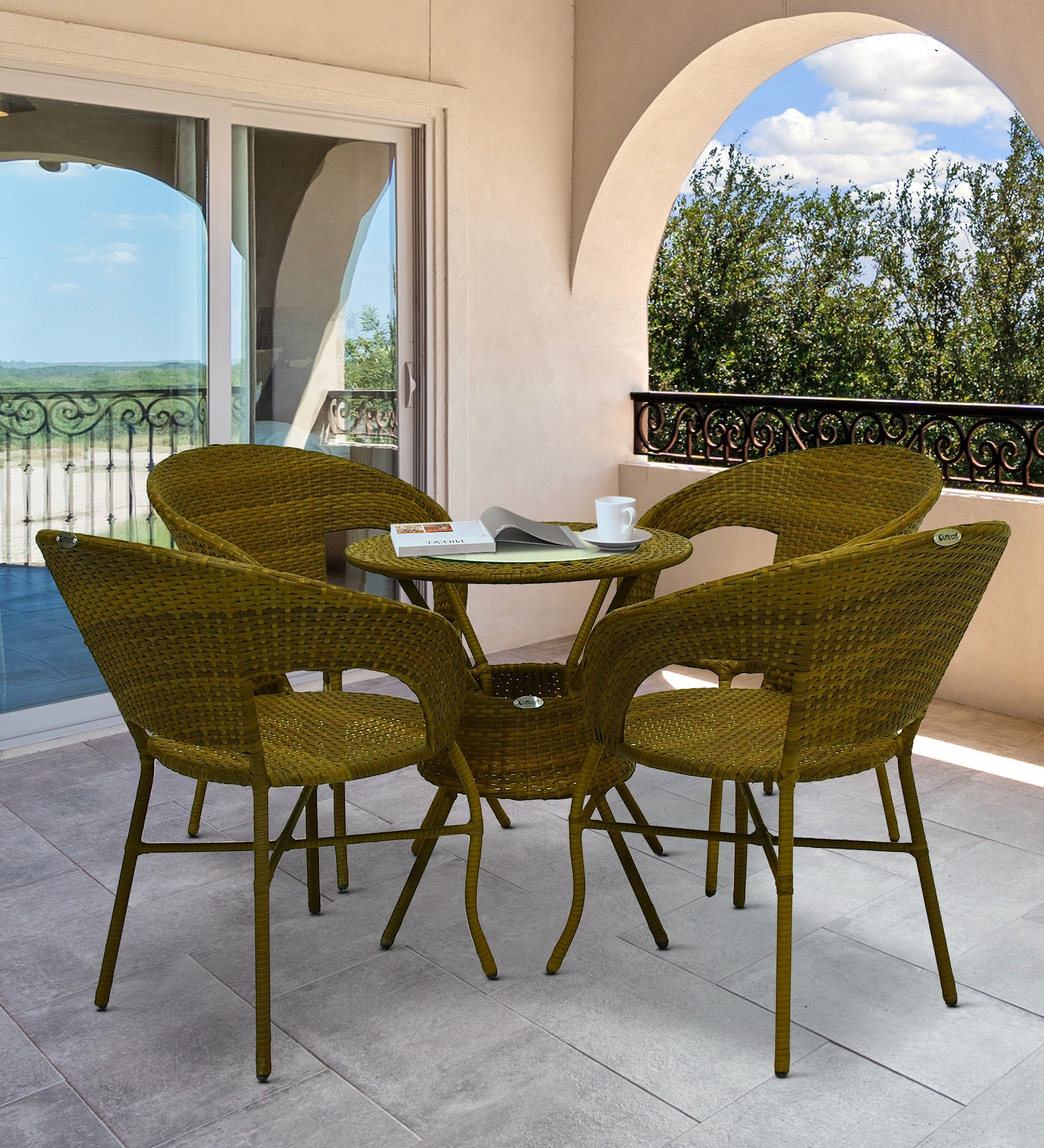 Ballarat  Wicker Chair In  Beige Dual Tone Finish