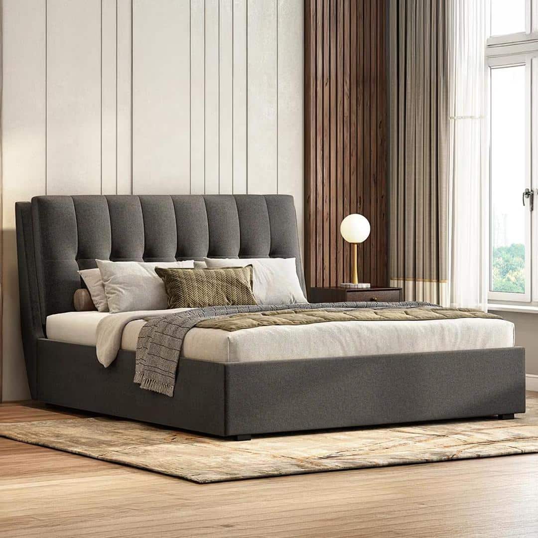 Bornholm Upholstered Storage Bed In Hydraulic in King Size with Urban Grey Colour