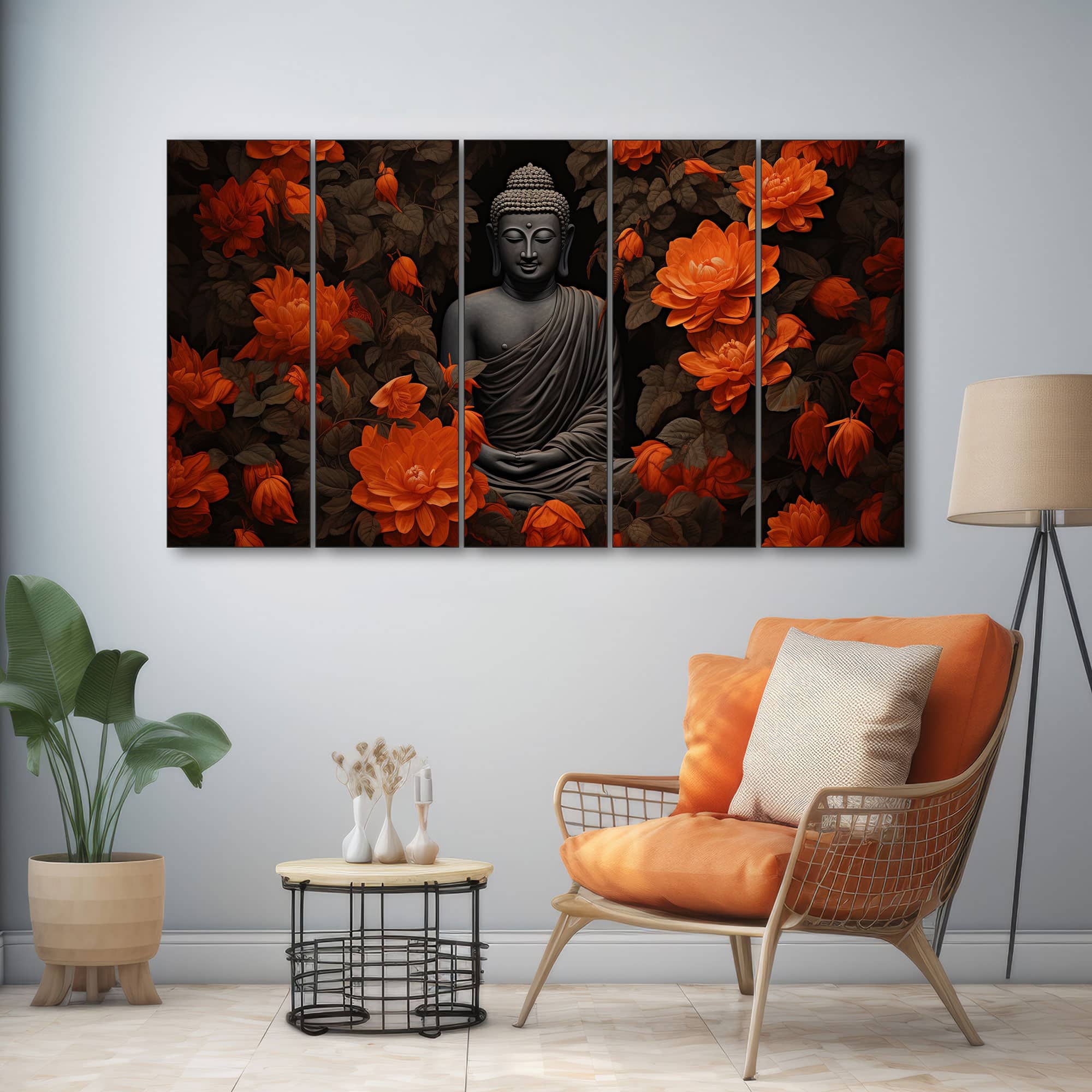 The Castle Decor Lord Buddha Meditation Wall Painting Wooden Framed 27x48 Inch (Style 11) - The Castle Decor