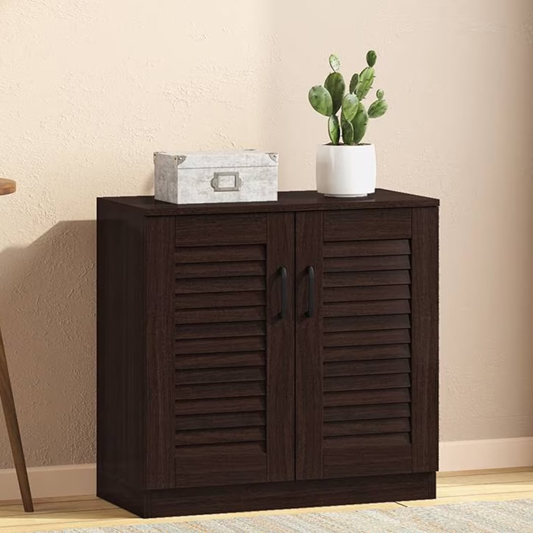Bennis 9 Pair Shoe Rack in Dark Walnut Finish - Urban Ladder