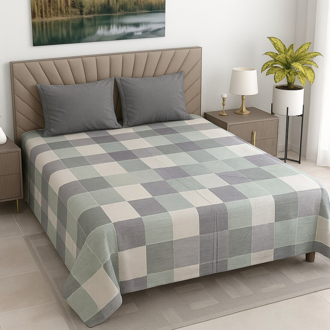 Threads Silky Touch C&S Premium Super King Size Flat Bedsheet 275 x 275 cms - Threads