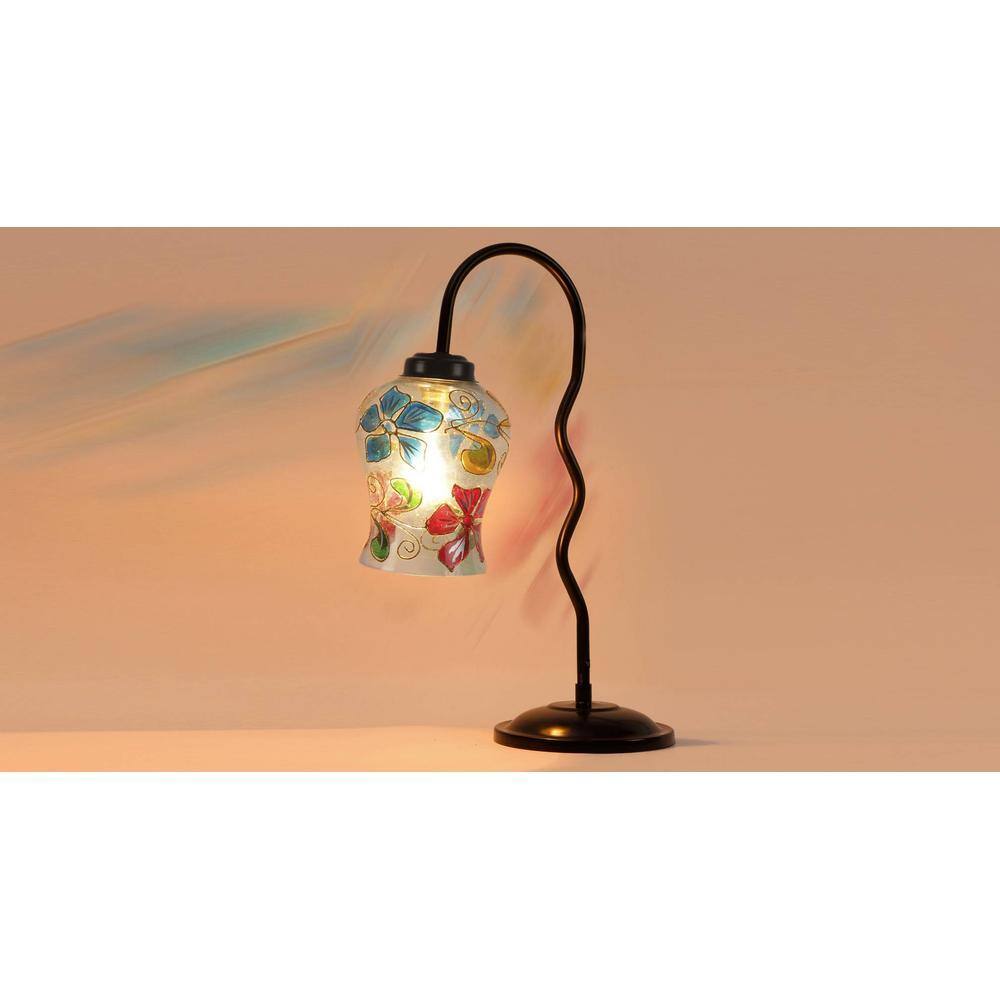 Multicolor Mosaic Glass Zig Zag Curvy Table lamp with Iron Base (EN09)
