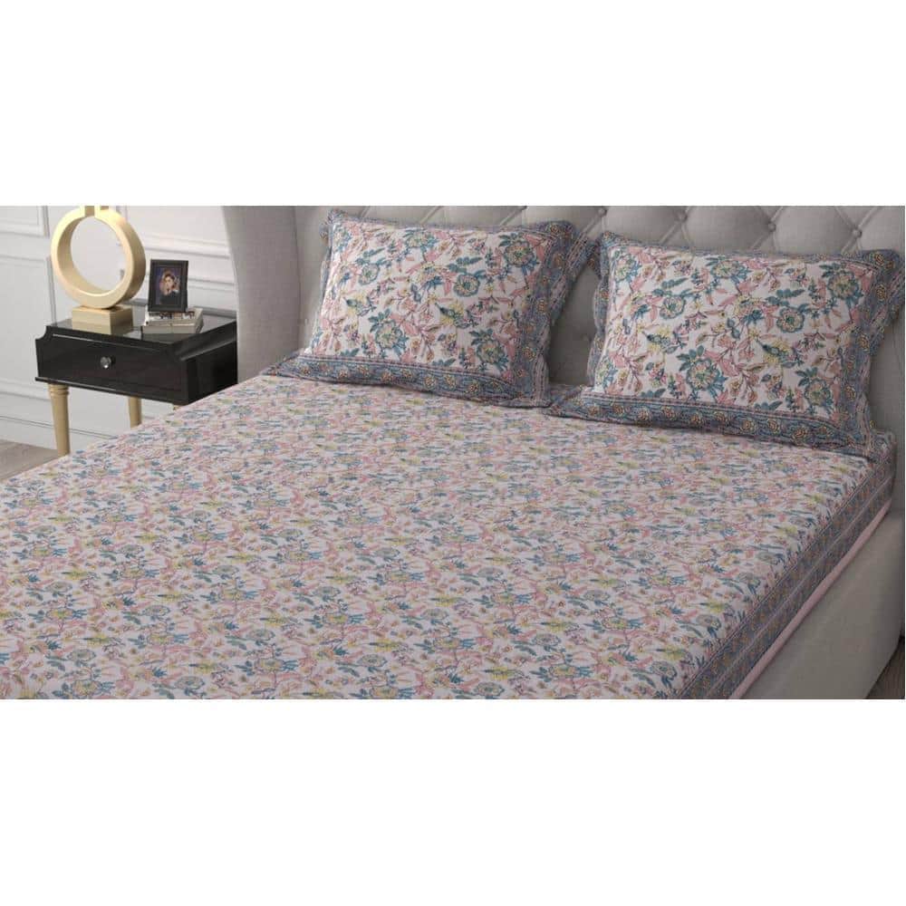 Paolo Multicolor Abstract 180 TC Cotton Double Size Bedsheet with 2 Pillow Covers