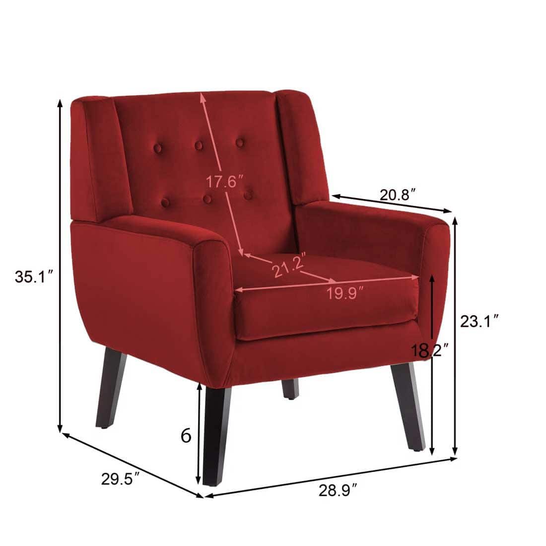 Derel Accent Chair in Maroon Colour