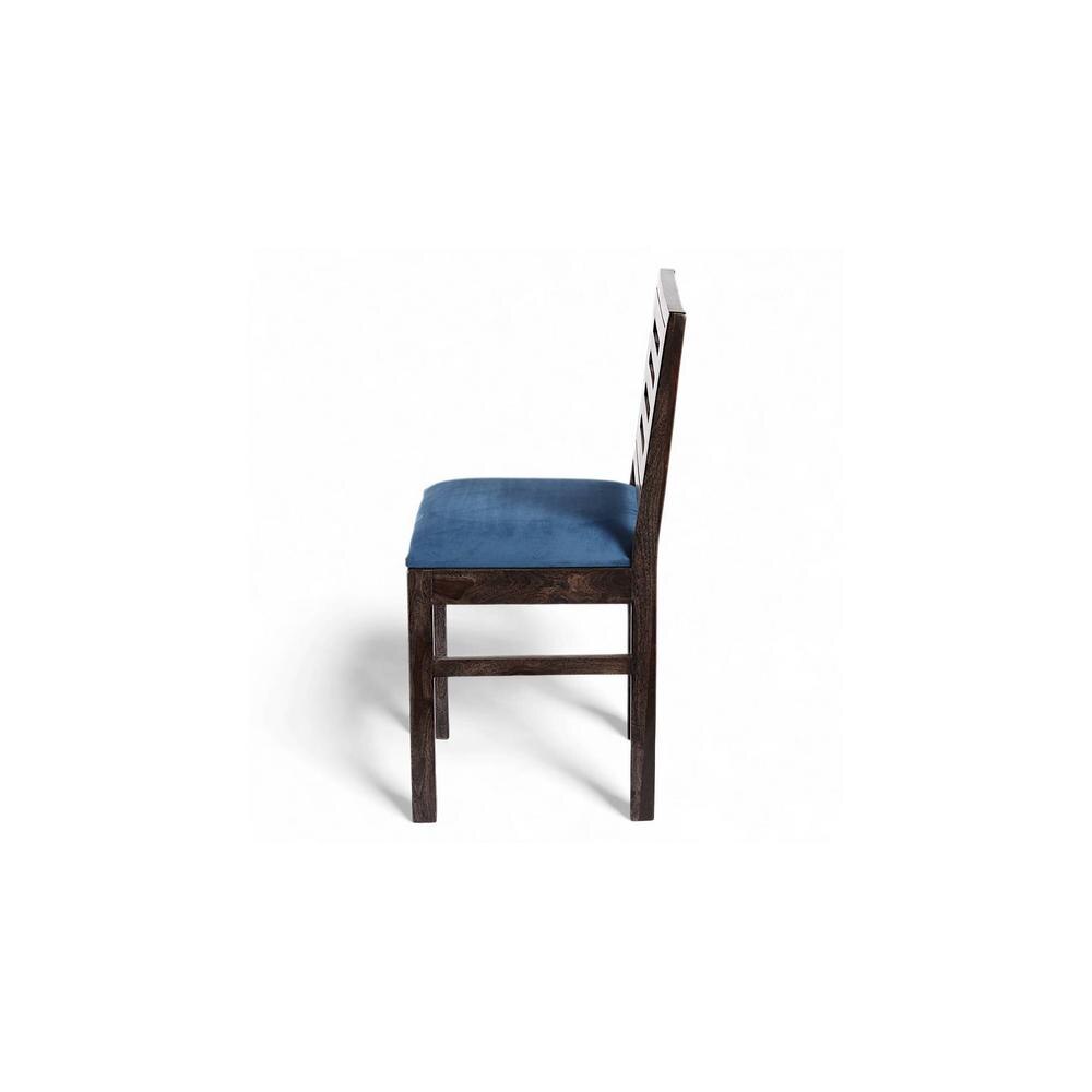 Rosslyn Sheesham Wood Set of 2 Dining Chairs in Mahogany Finish & Navy Blue Velvet Cushion Seat