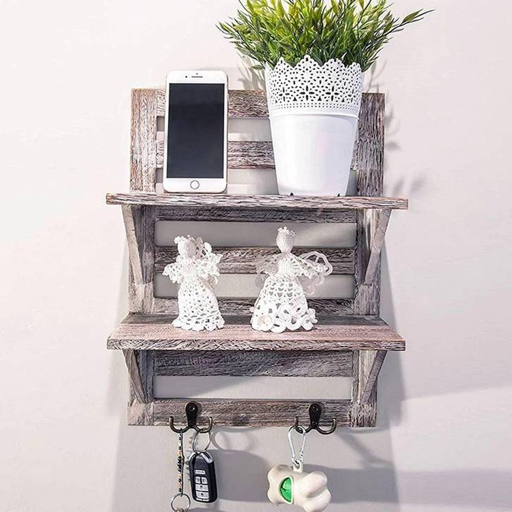 WOODENMOOD Rectangular Wall Rack