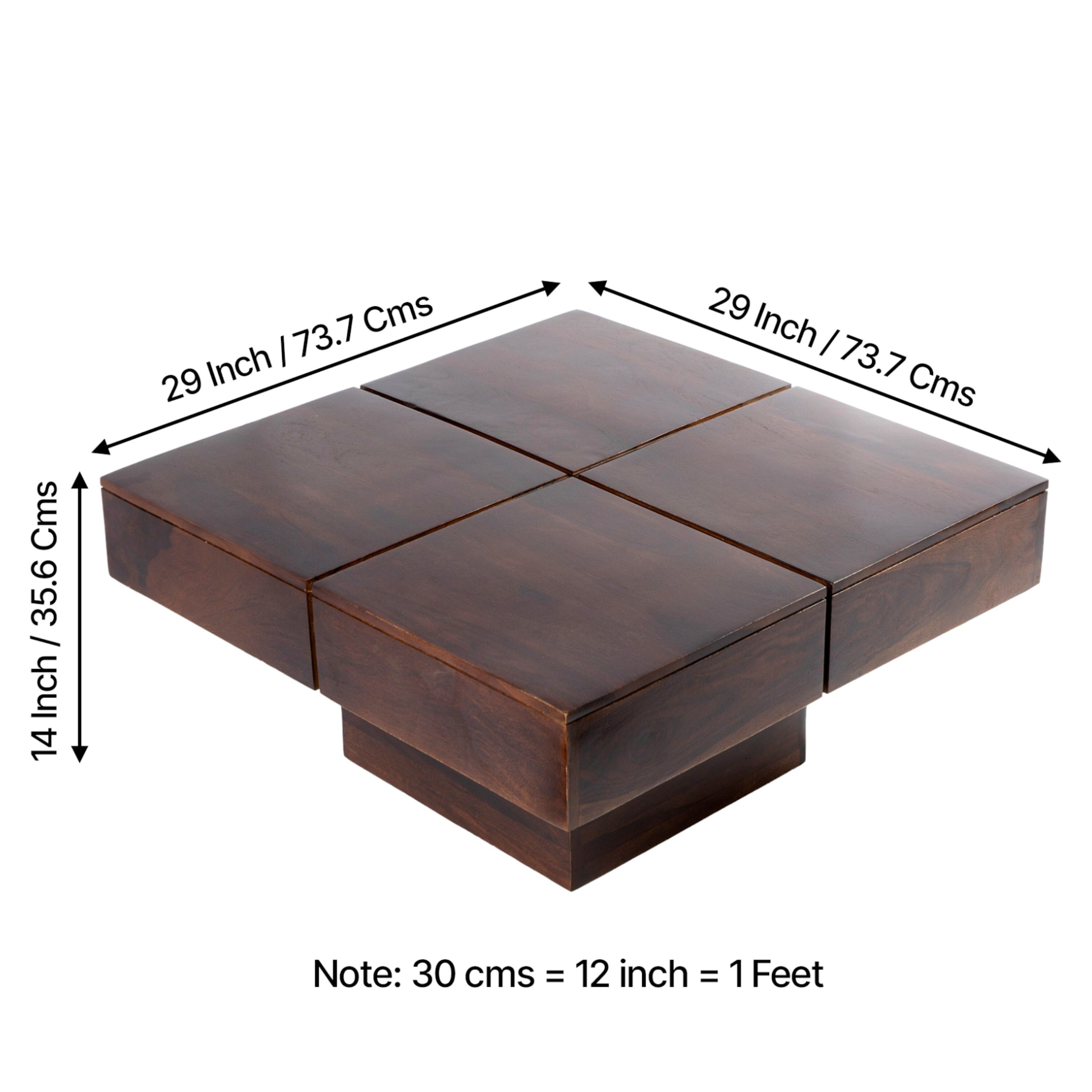 Montreal Sheesham Wood Coffee Table In Walnut Finish