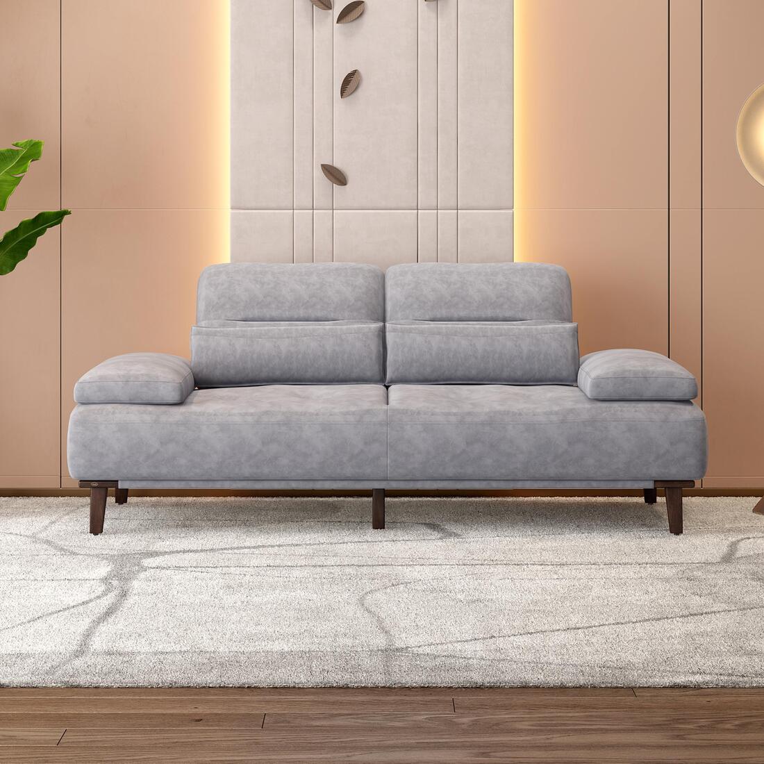 Barret 2 Seater Fabric Sofa in Grey Ice Colour - Durian