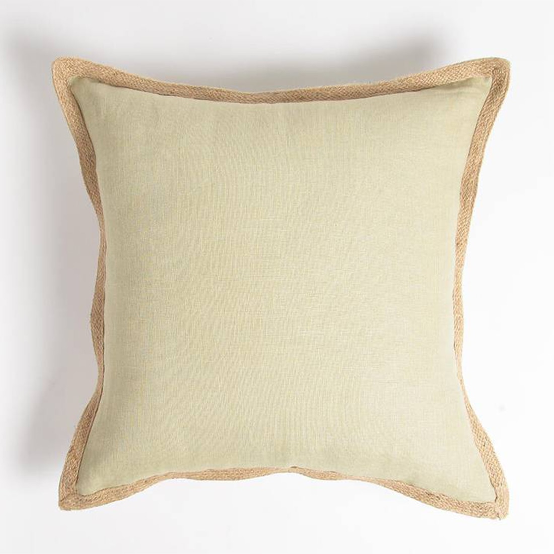 Beige Jute Border Cushion Cover