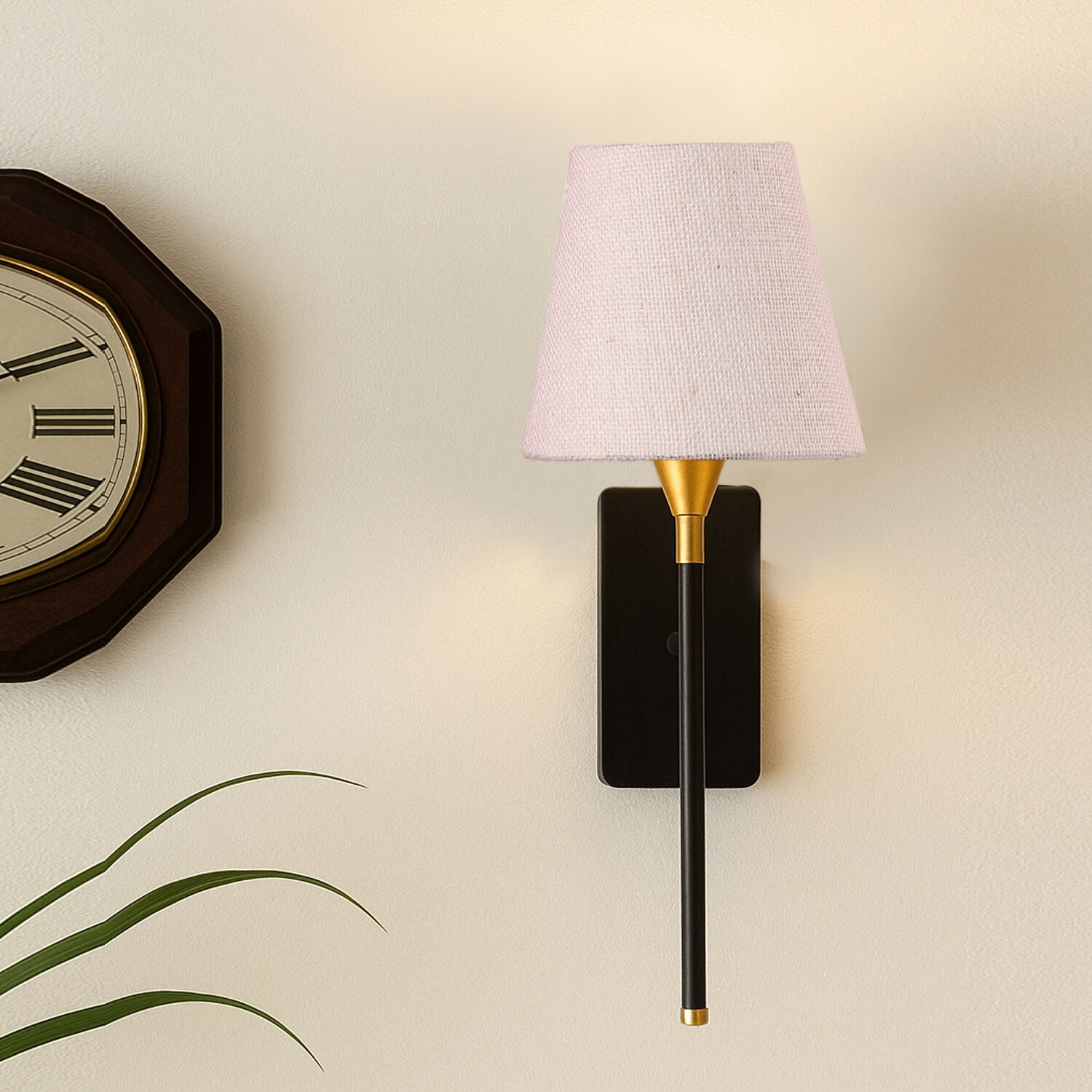 Devansh Metal Electric Wall Light in Black Colour with White Shade Count of 1 Light - Devansh