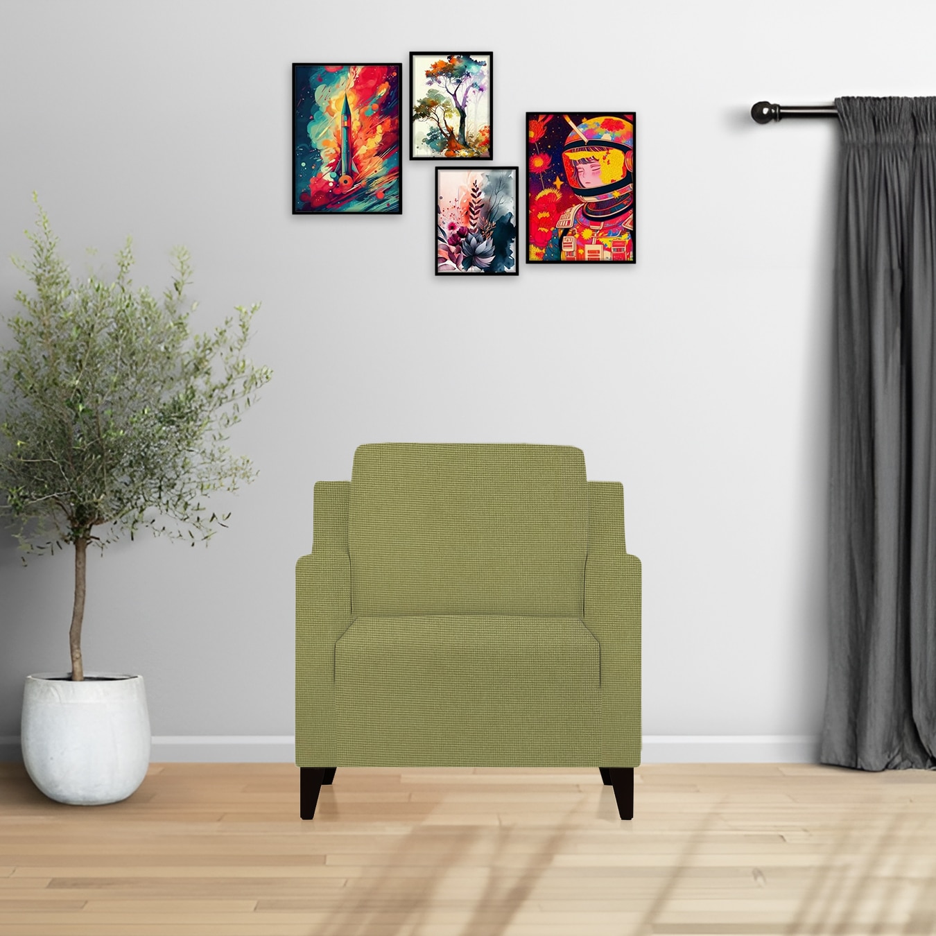 1 Seater Lime Green Sofa Cover