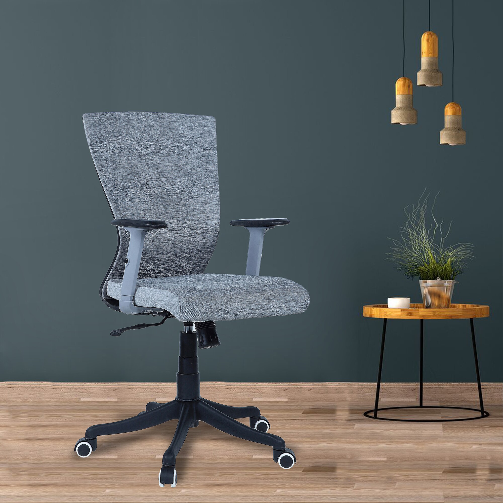 Rocknew York Mid Back Ergonomic Chair in Grey Colour