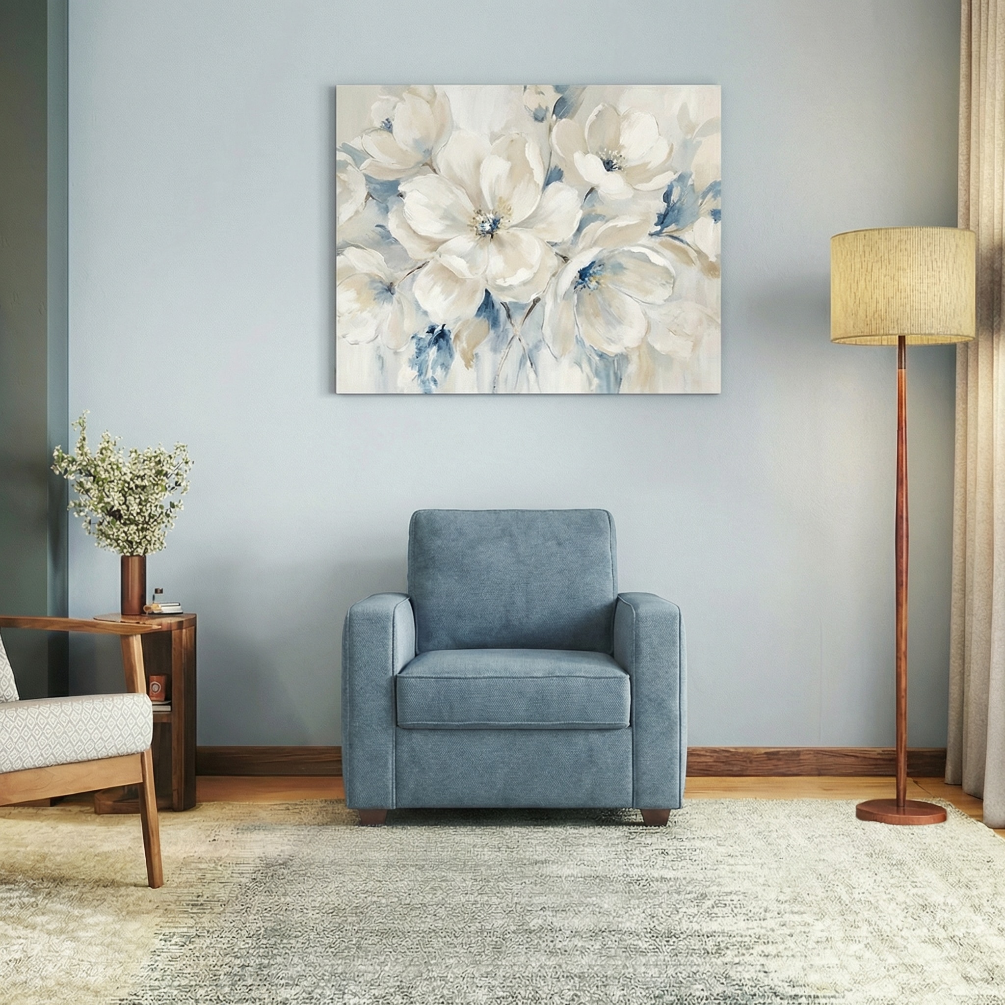 Apollo High Back 1 Seater Fabric Sofa in Ocean Weave Colour - Urban Ladder