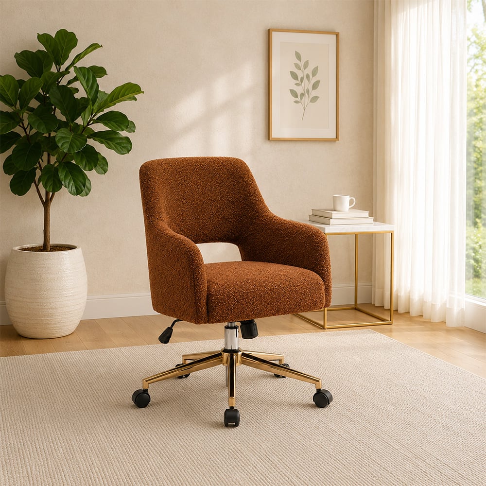 Doe Buck Lotsee Modern Brown Boucle Office Chair