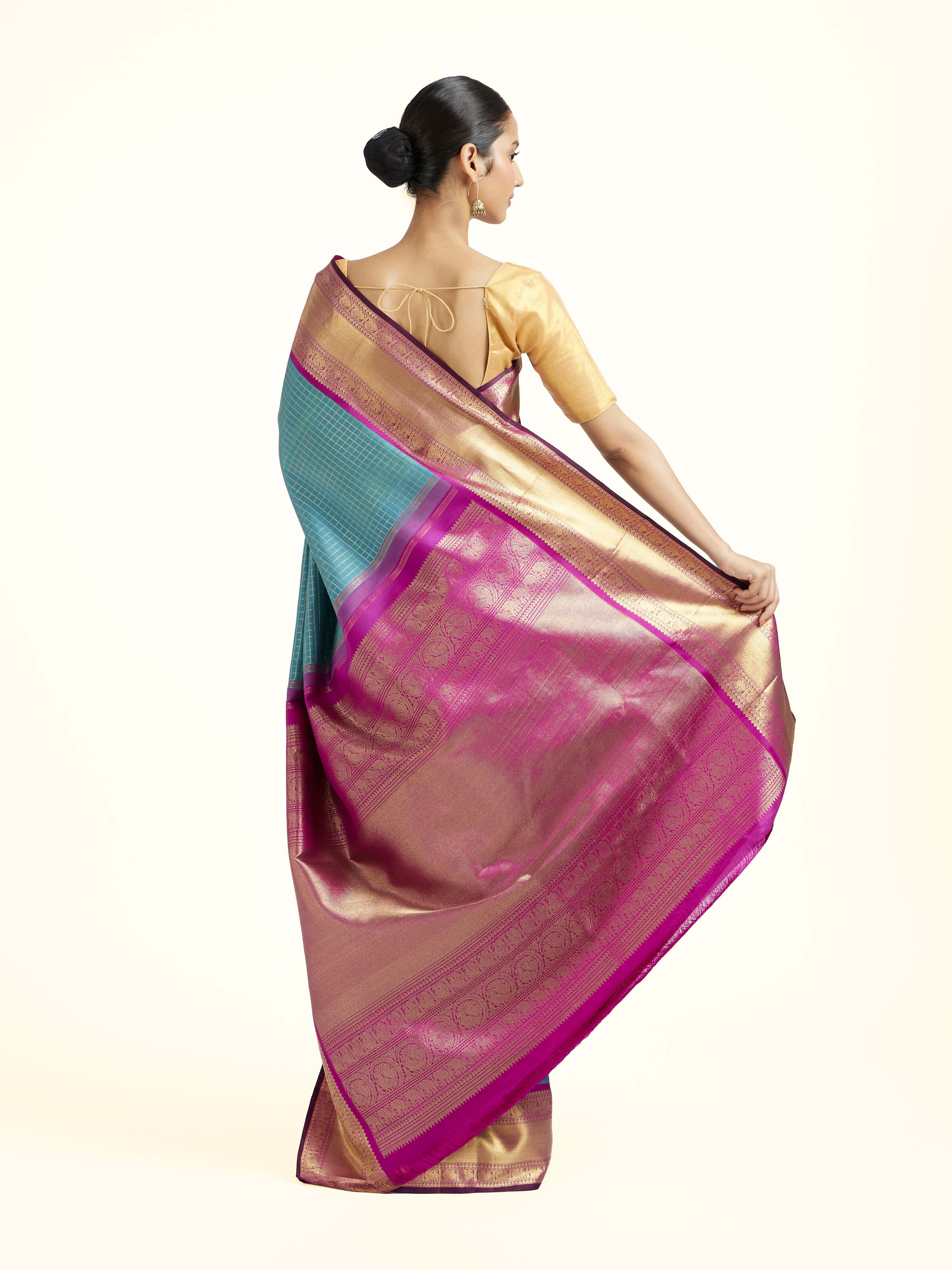 Blue Silk Kancheepuram Handloom Real Zari Saree