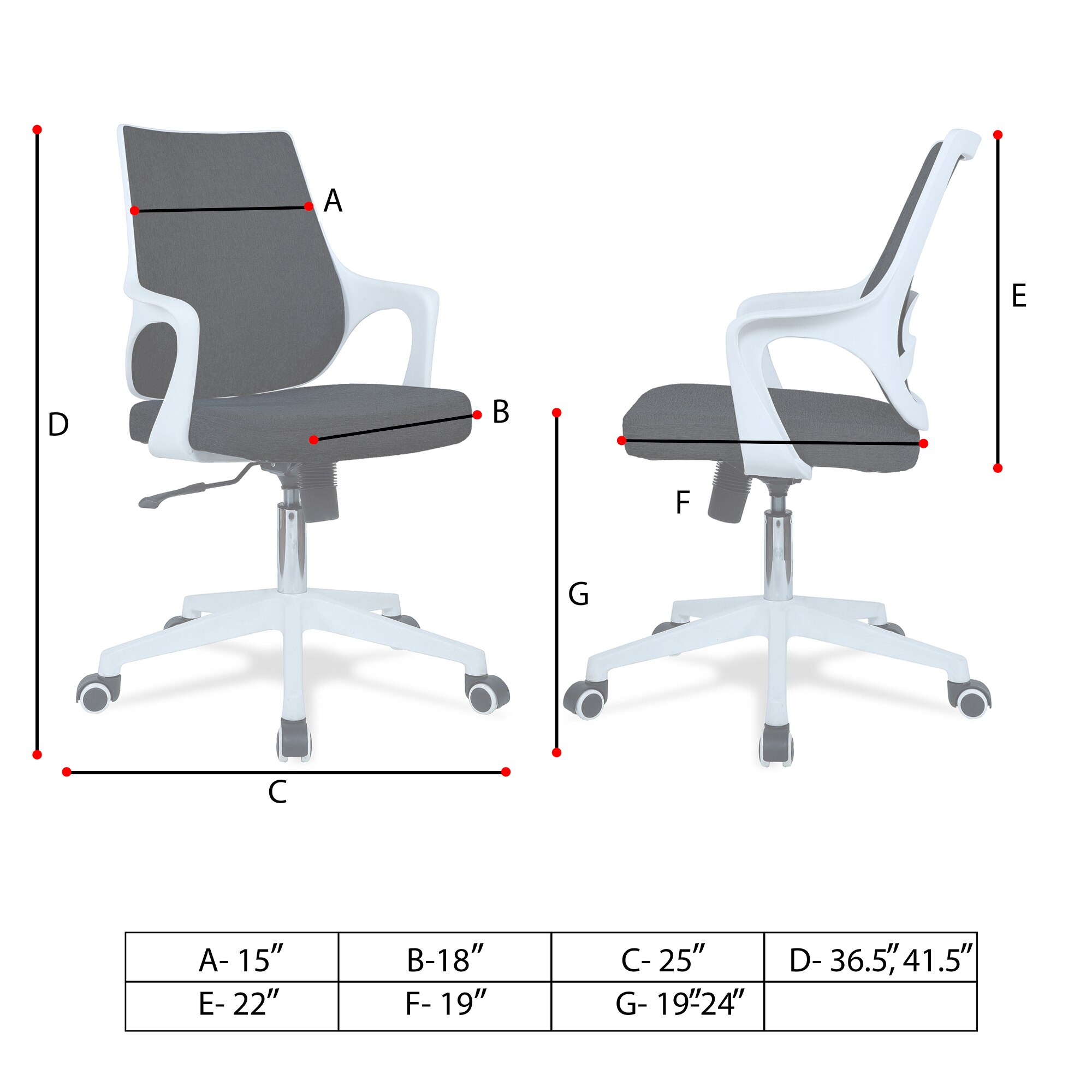 Mearveal Mid Back Ergonomic Chair in Black Colour