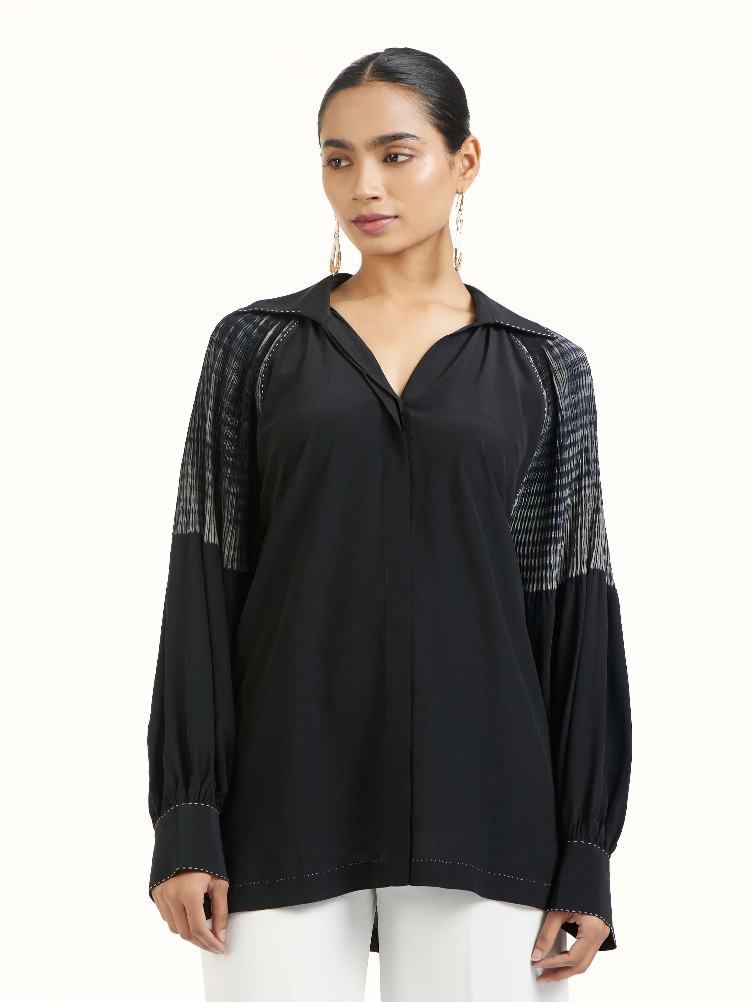 Angled view emphasizing silk texture