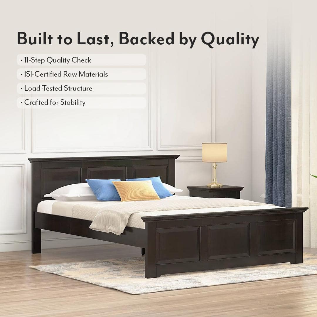 Alexandra Queen Size Bed Without Storage In Amber Walnut Finish