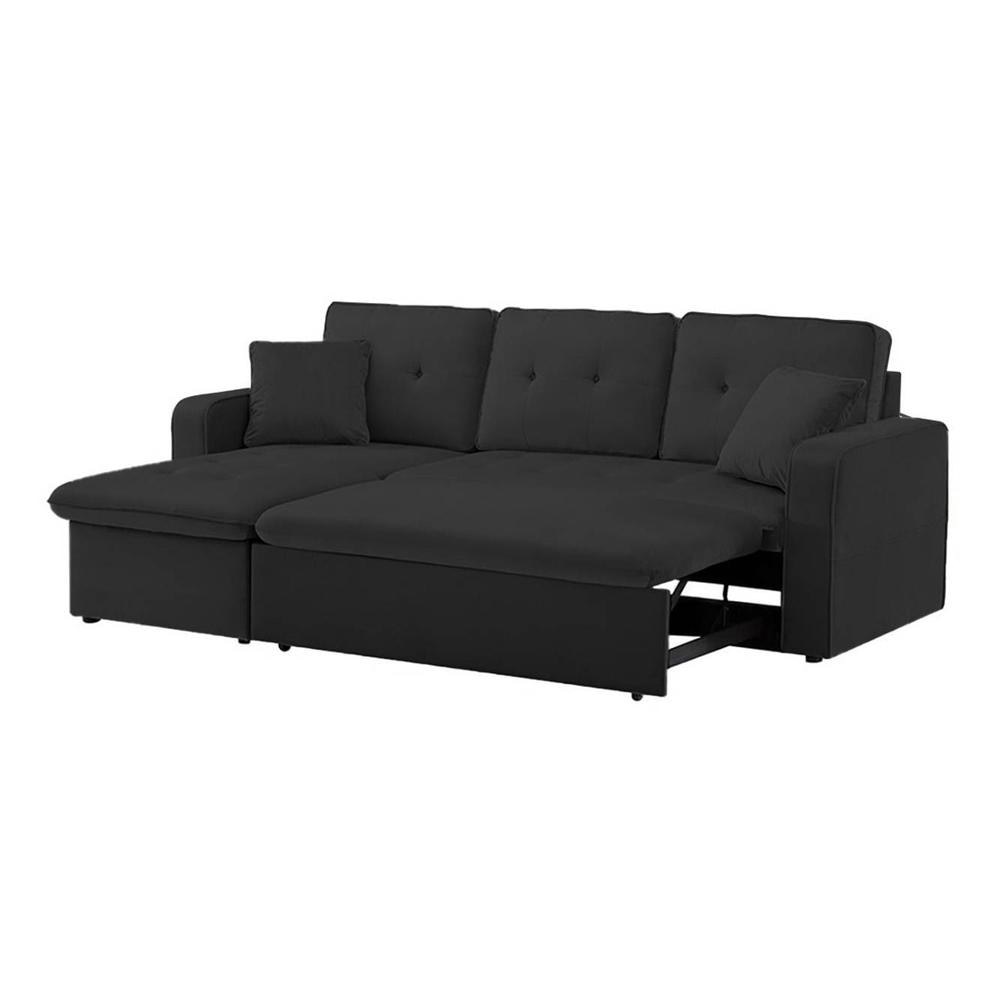 William Solid Wood Sofa cum Bed in Black