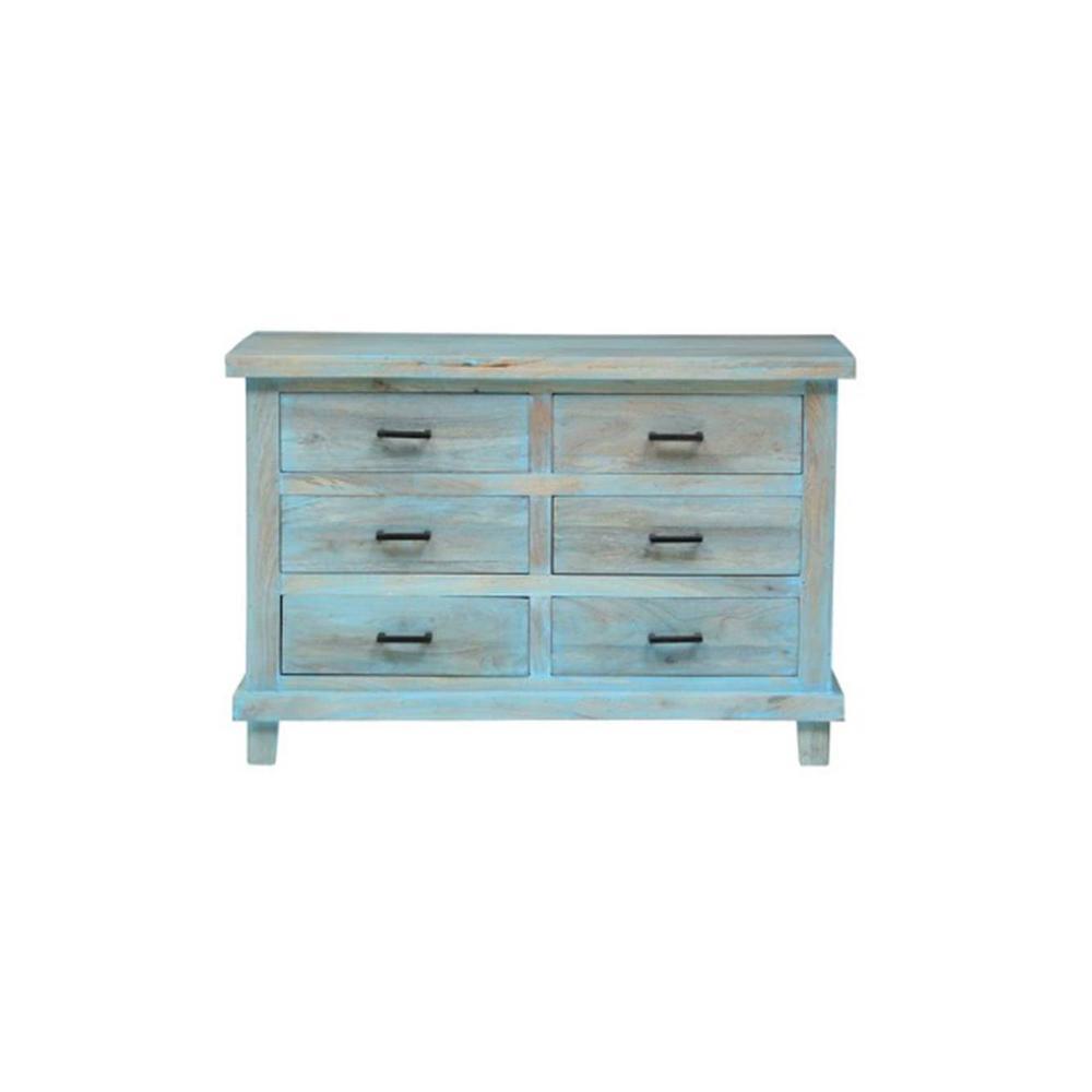 Neena Solid Wood Chest of 6 Drawers in Distressed Finish