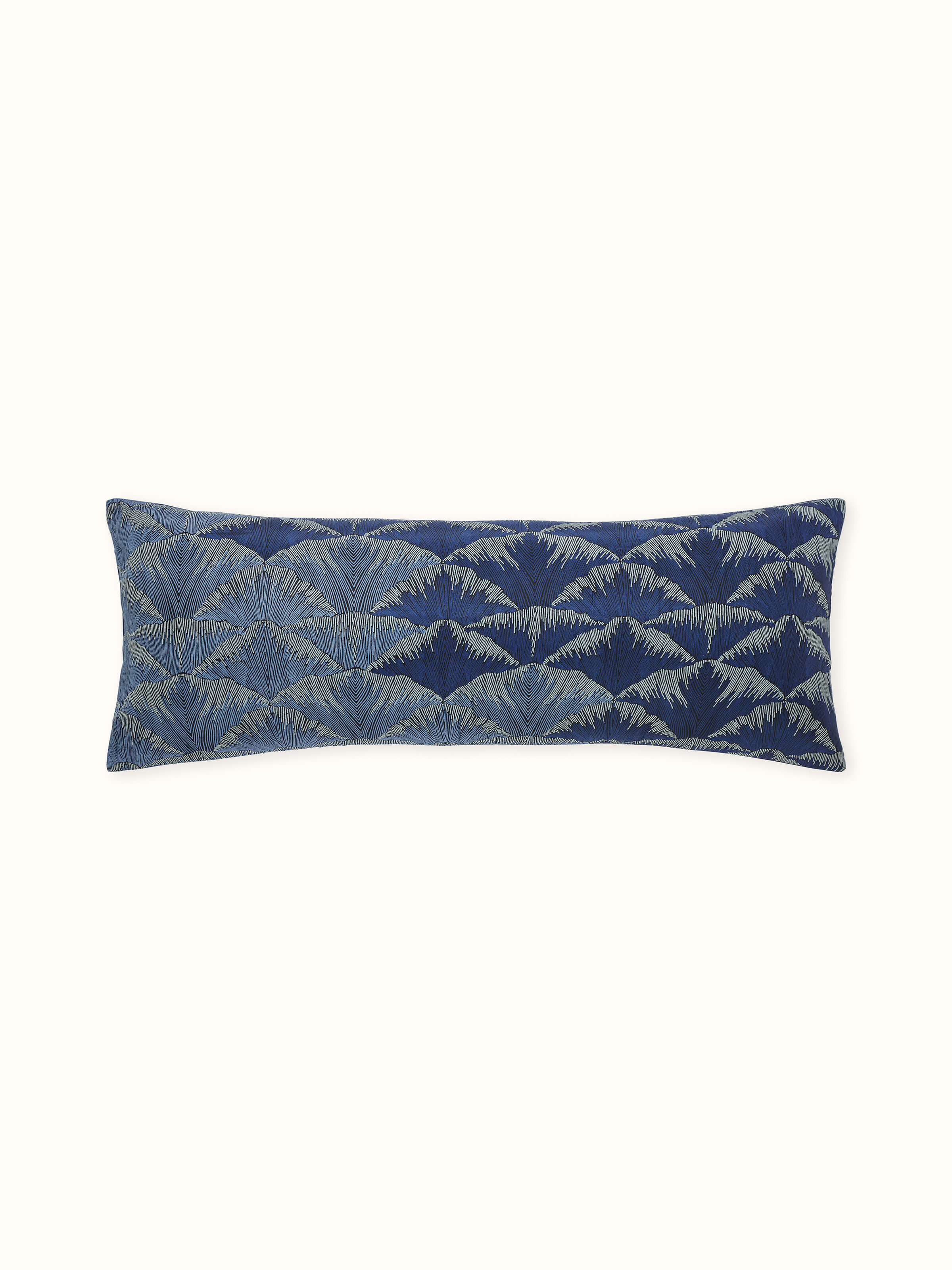Parvat Indigo Ombre Silk Sanganeri Hand Block Printed Lumbar Cushion Cover