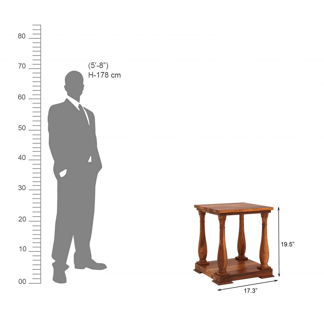 Mundra Solid Wood Bedside Table in Honey Finish