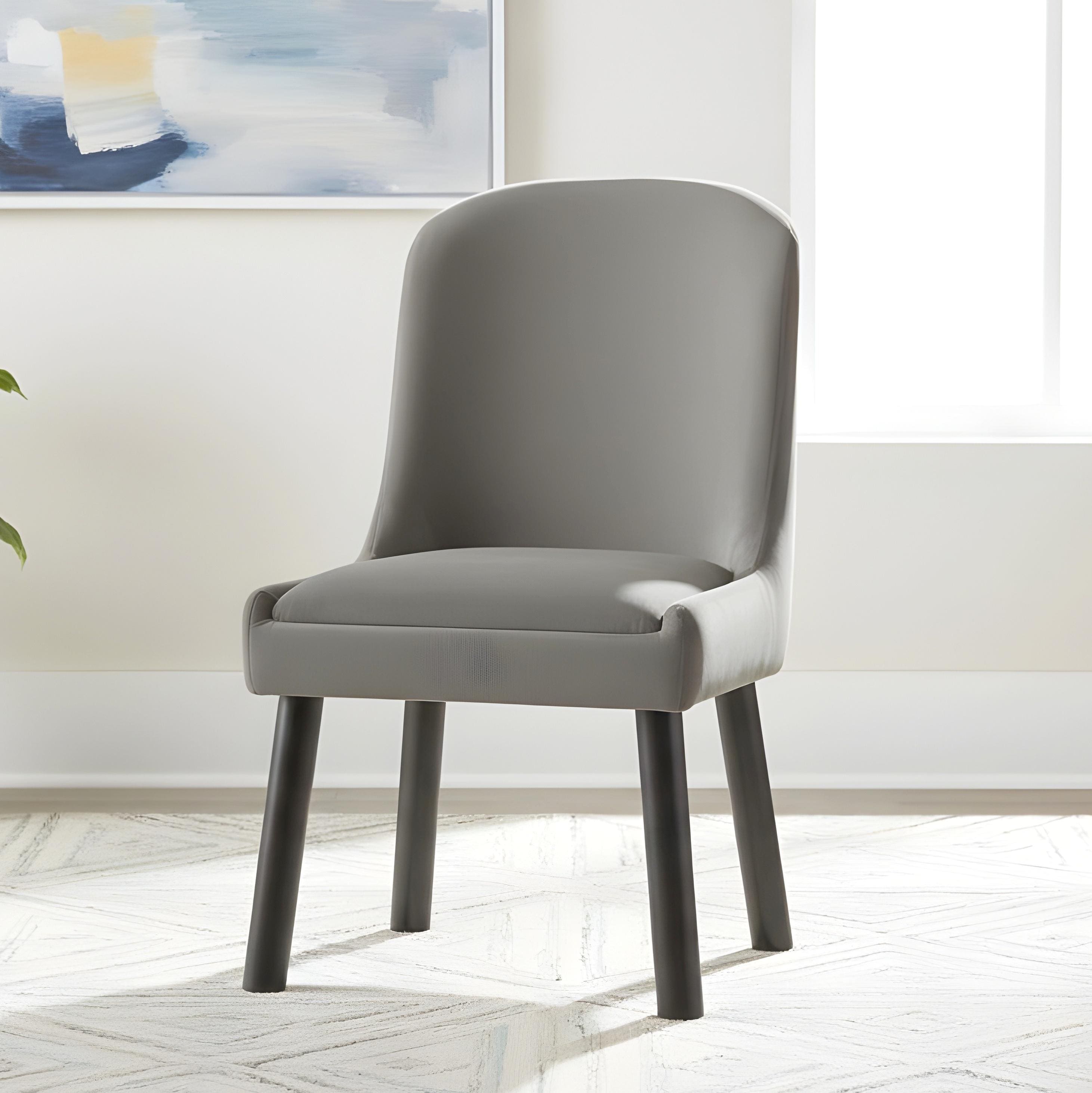 Rosslyn wood Set of 2 Dining Chairs in Iron Grey Velvet Upholstery with MAHAGONY FINISH