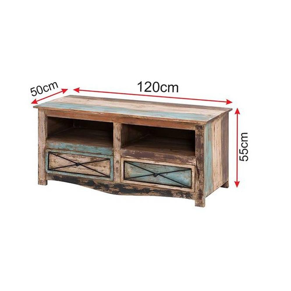Hayden Solid Wood Free Standing TV Unit in Distressed Finish