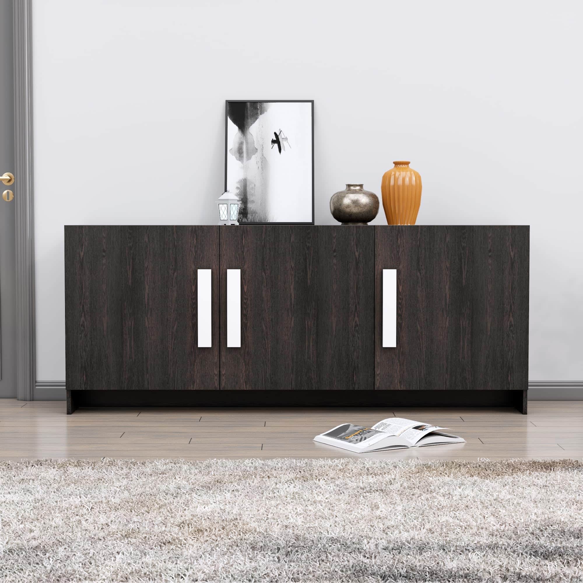 Hexa Red Multipurpose Storage Cabinet With 3 Door in Flower Wenge Colour - HexaRed
