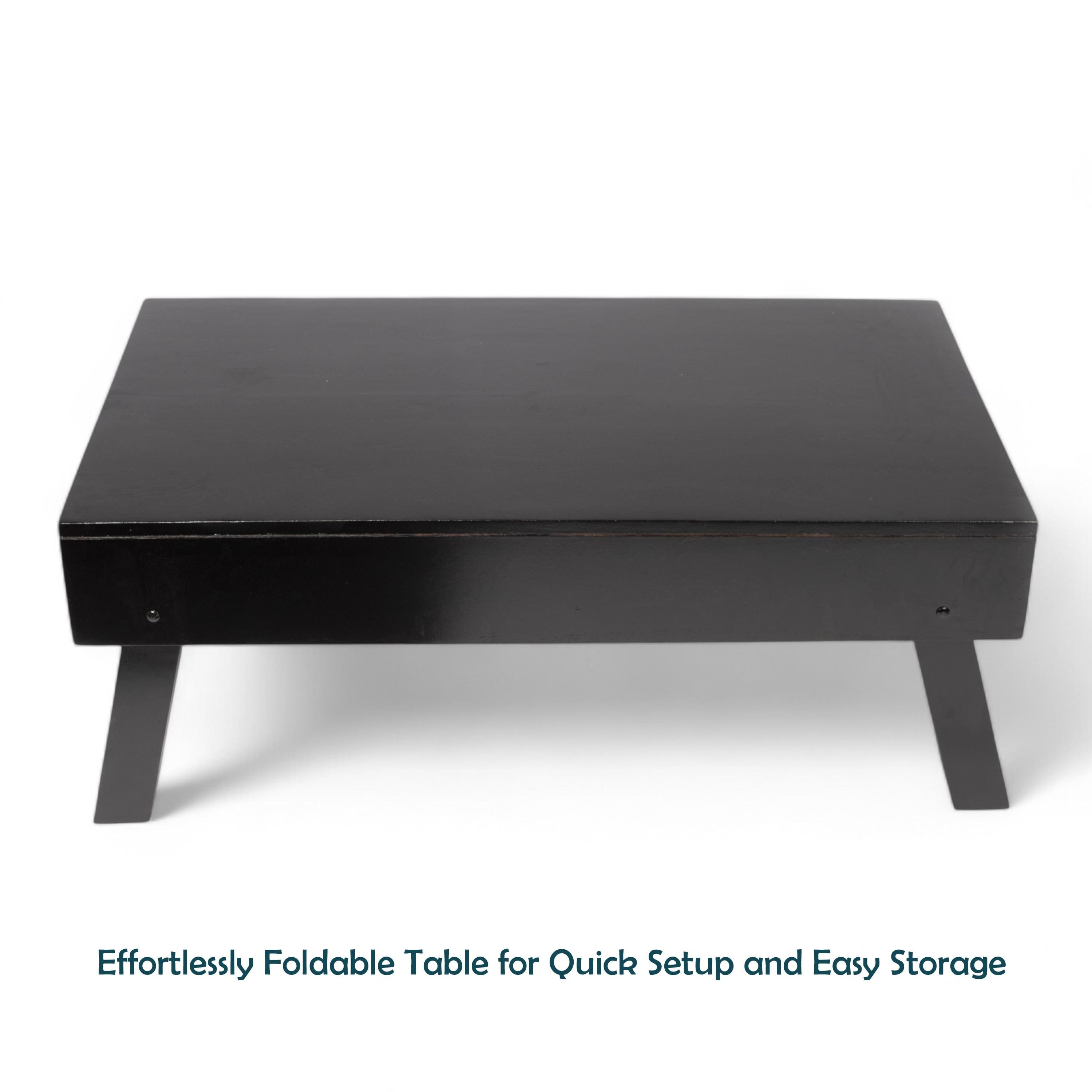 Kassel Sheesham Wood Contemporary Rectangle Foldable Coffee Table In Extra Dark Mahagony Finish