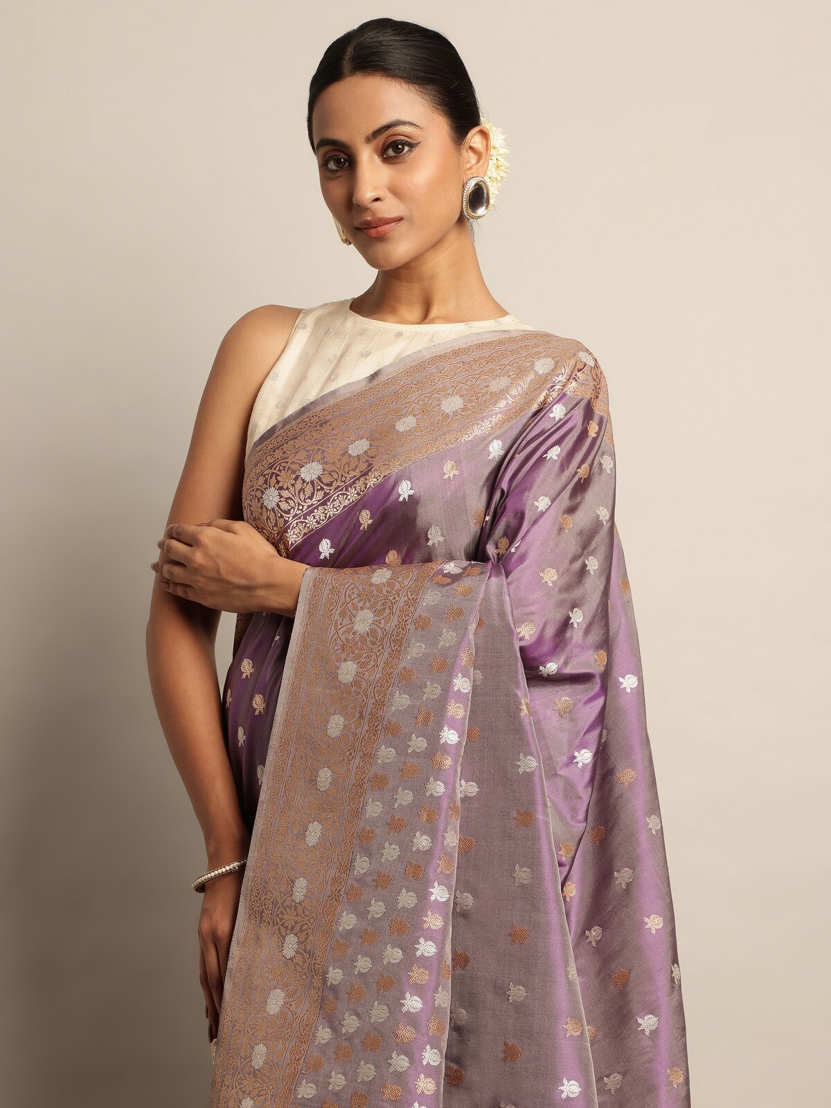 Light Purple Silk Banarasi Saree
