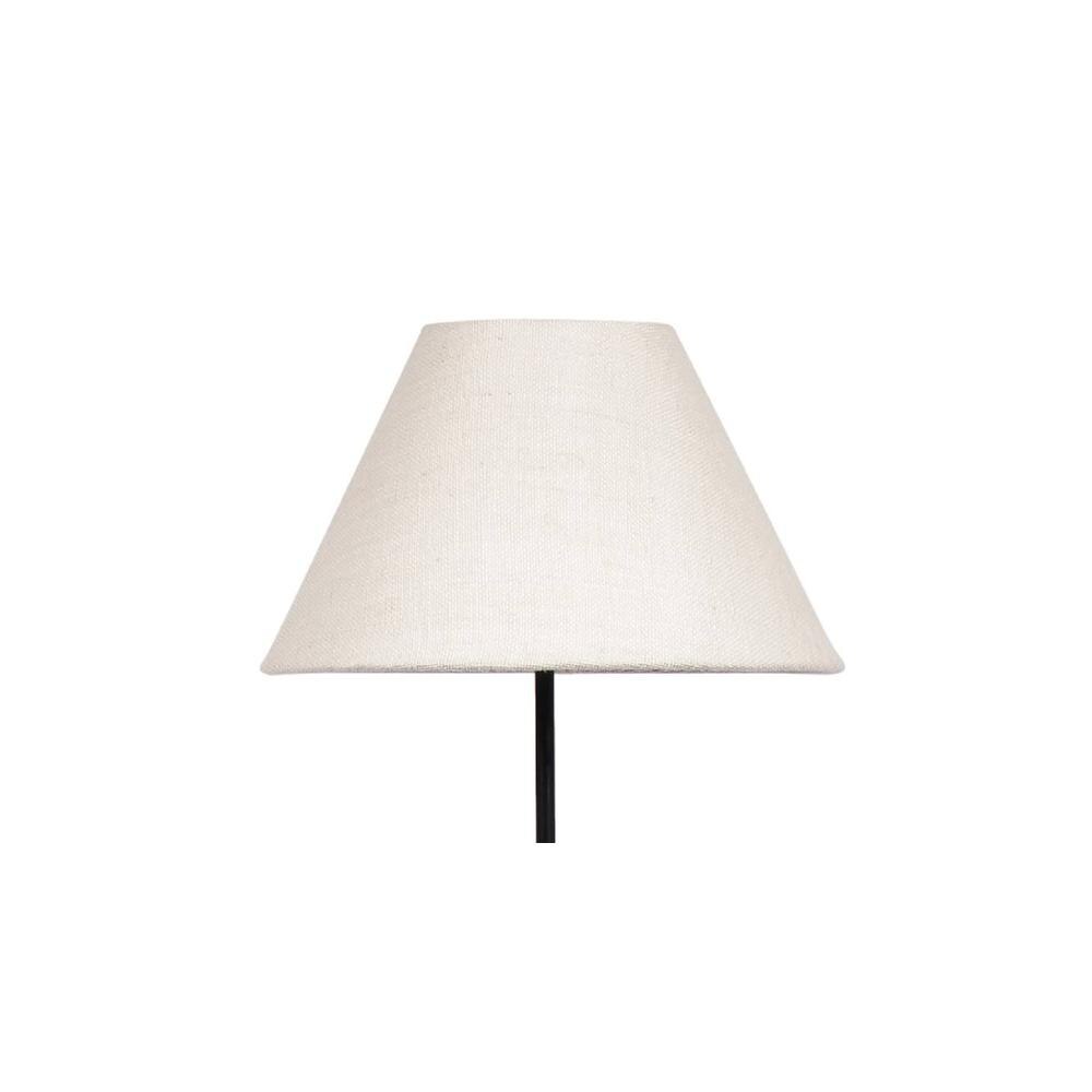 Naia White Natural Fiber Floor Lamp with Black Iron Base