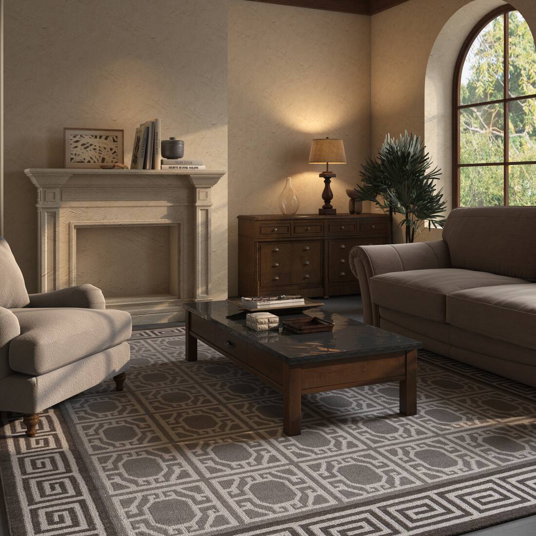 Jaipur Rugs Soft Geometric With Greek Key Border Wool 8x10 Feet Dhurrie Carpet Style 2