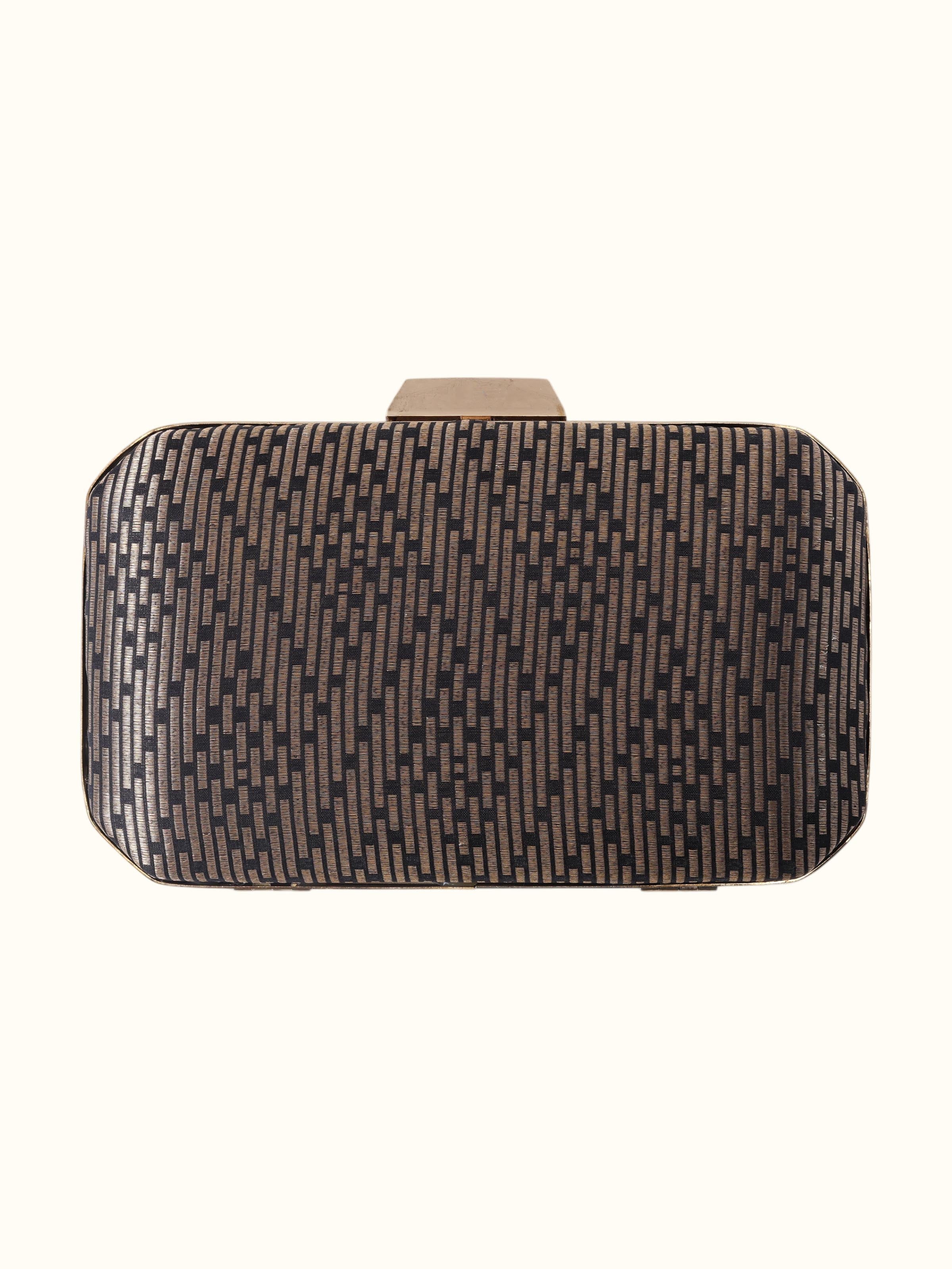 Black Banarasi Silk Box Clutch