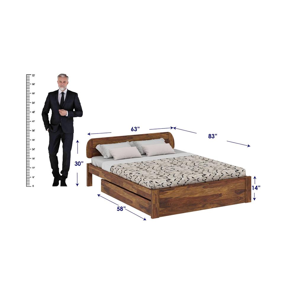 Sleigh Solid Wood Queen Size Storage Bed