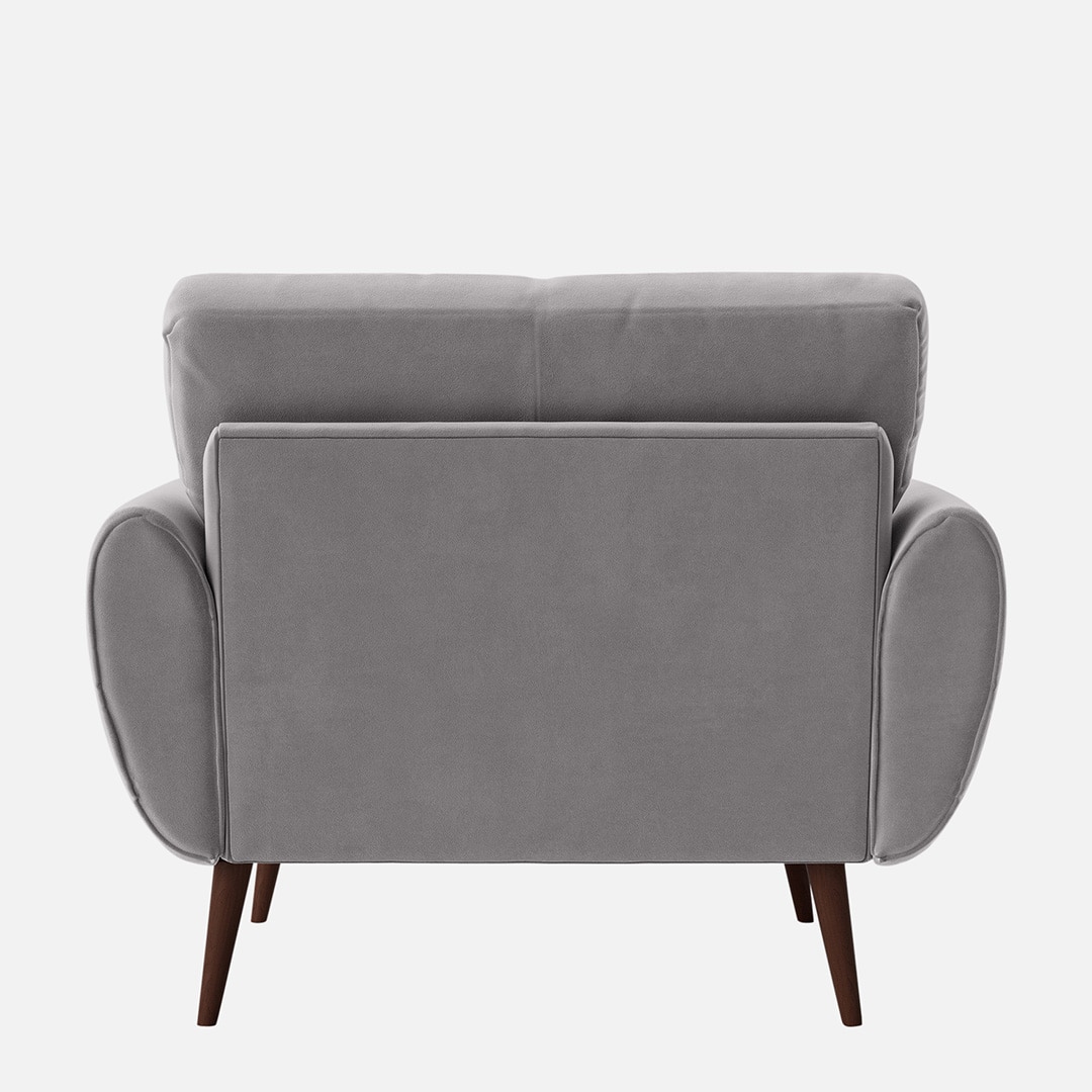 Faro Velvet 1 Seater Sofa in Grey Colour