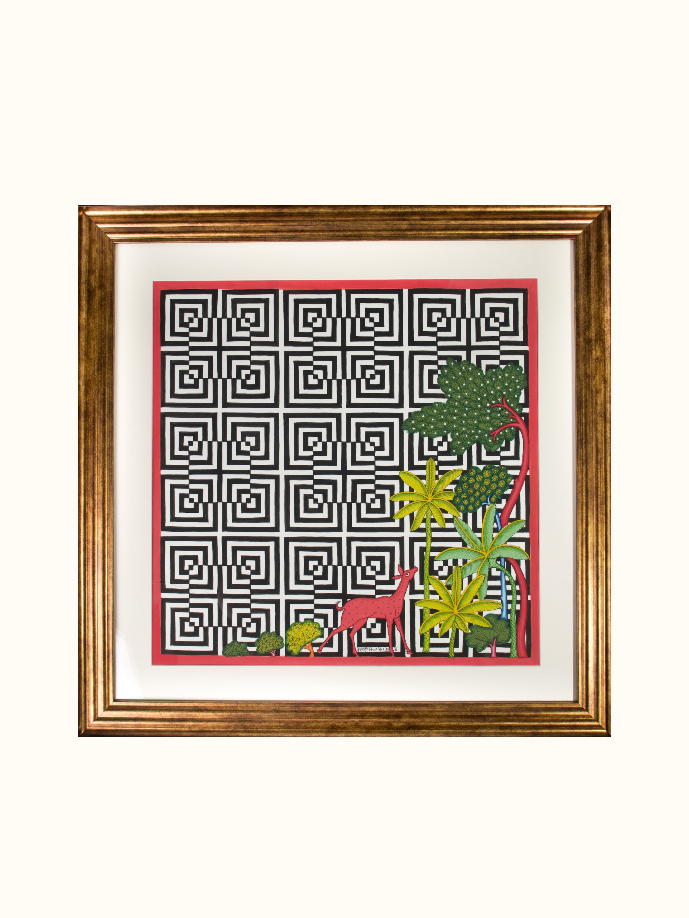 Deer Forest Geometric Illusion Pichwai Painting