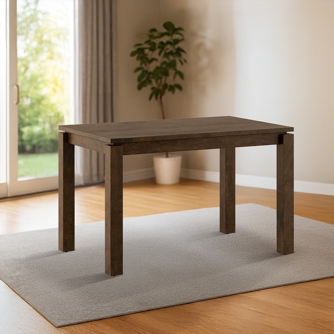 Atlas Solid Wood 4 Seater Dining Table In Danish Walnut Finish
