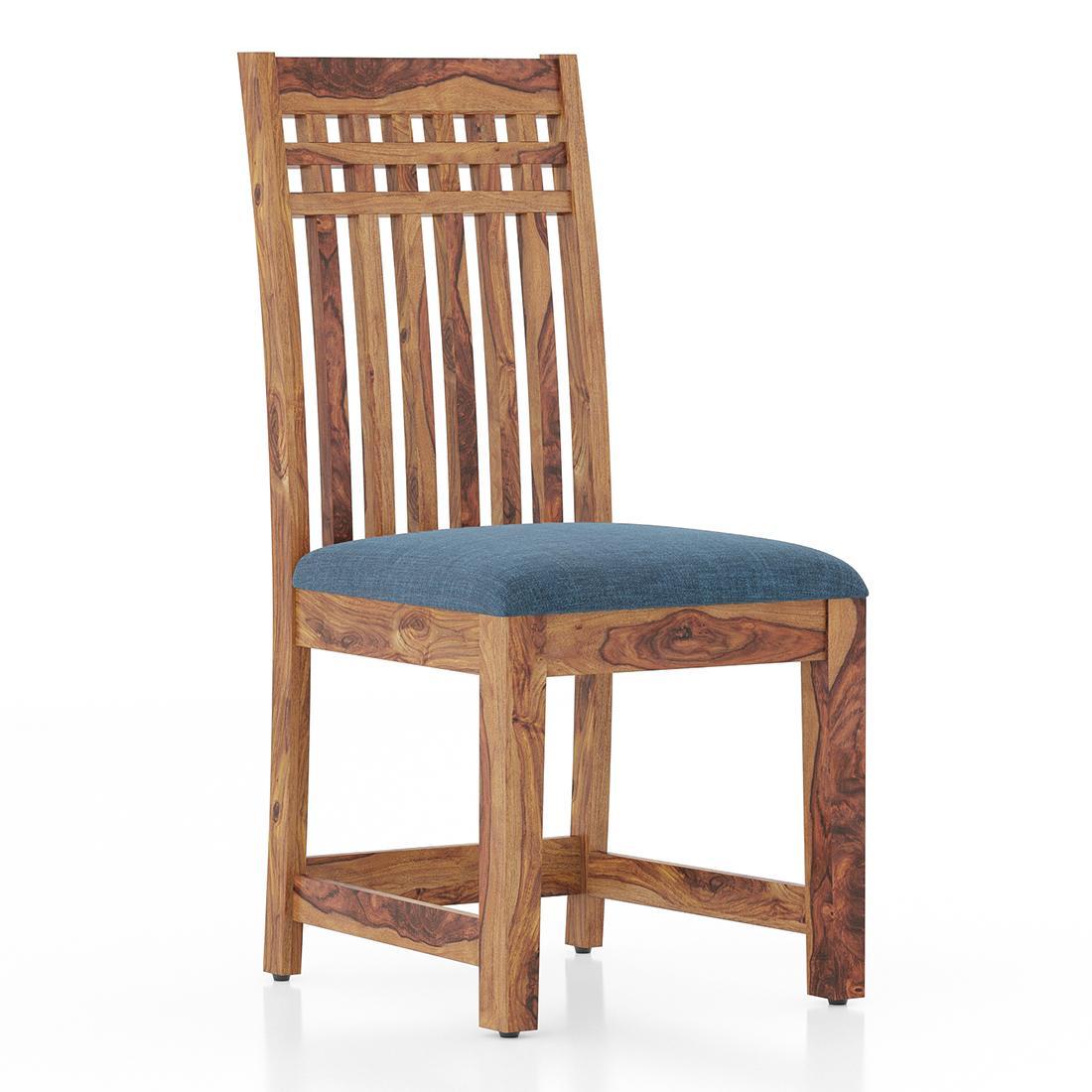 Fidora 4 Seater Dining Table With Set Of 4 Diego Dining Chairs (Colour- Midnight Indigo Blue , Finish- Teak)