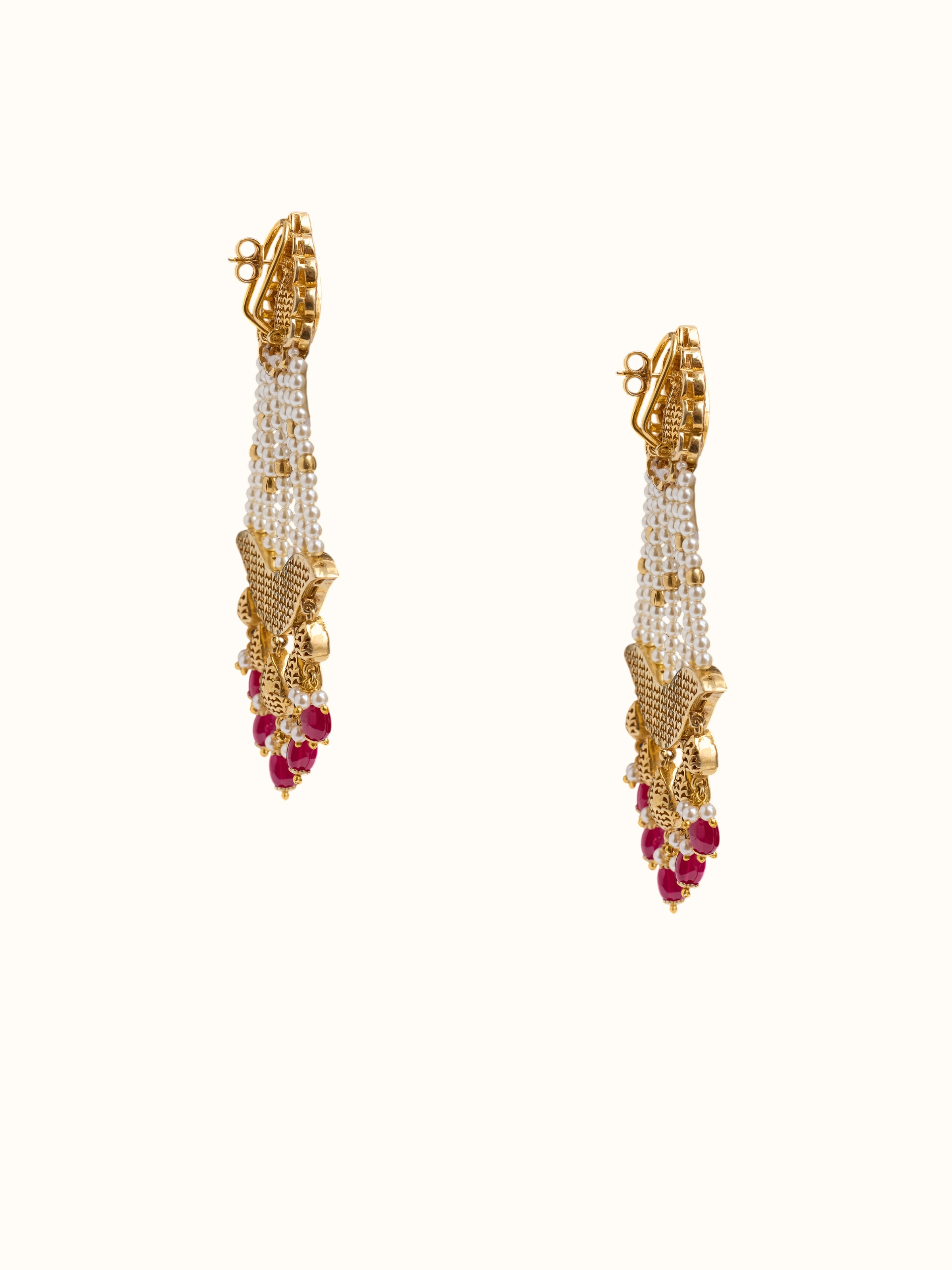 Detailed side view of the Silver Smithing Drop Earrings