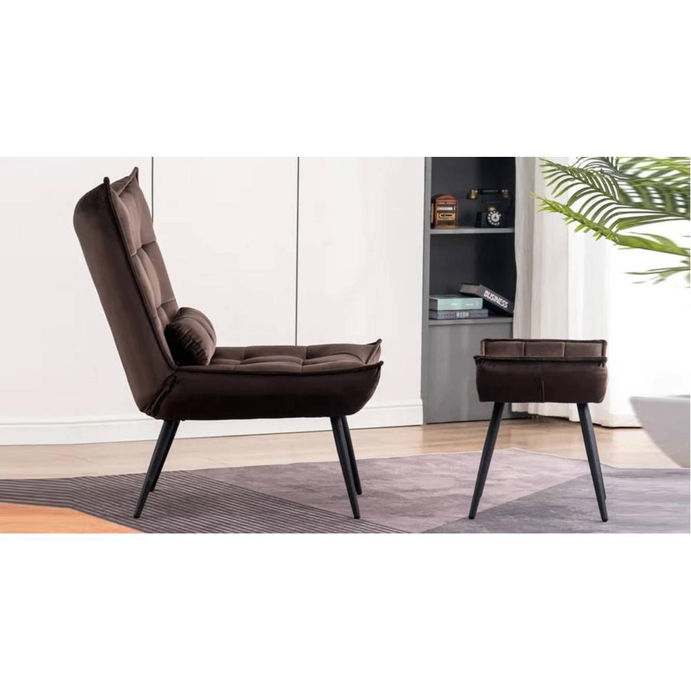 Elroy Accent Chair With Ottoman Brown