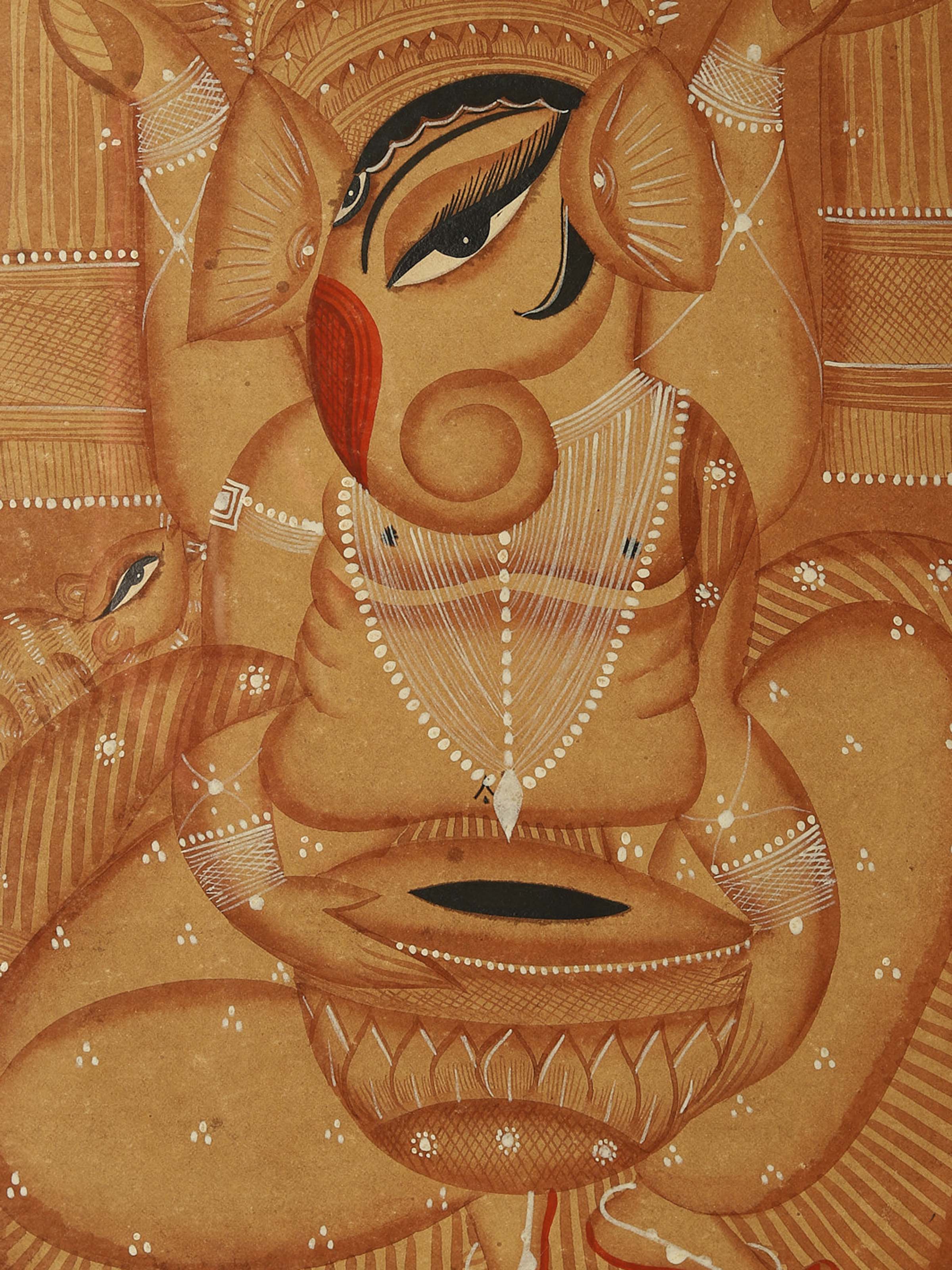 Ganesha on Mooshik Kalighat Painting