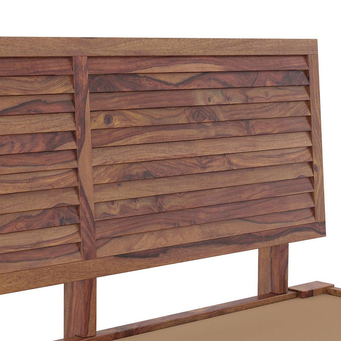 Terence Solid Wood King Size Bed In Teak Finish