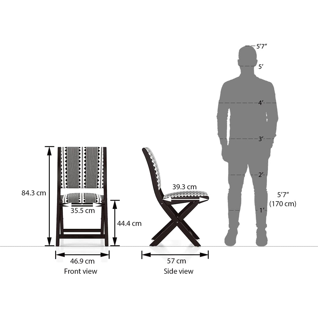 Bellucci Accent Chair in Mahogany Finish (Black & White Colour)