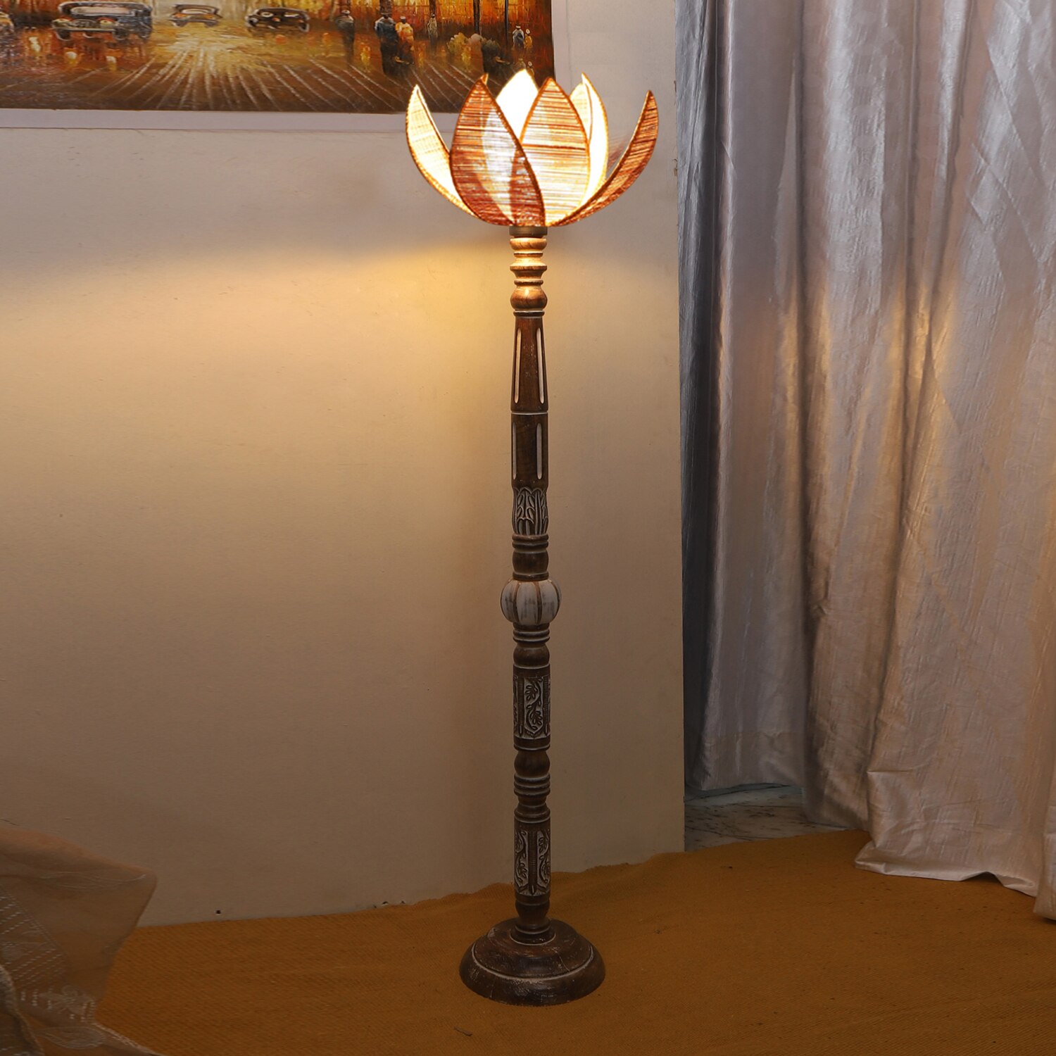 Devansh Wooden Floor Lamp