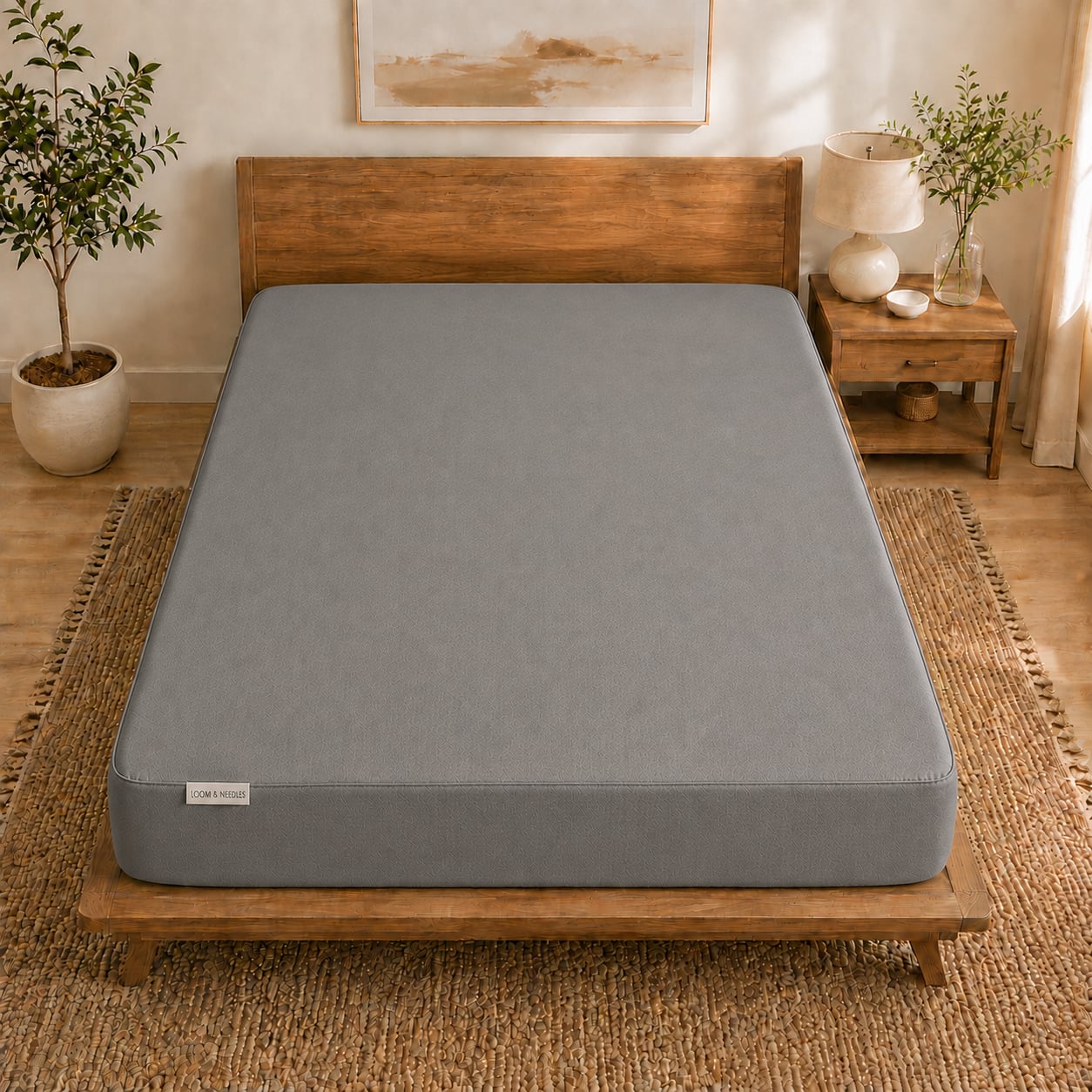 Loom and Needles Waterproof Mattress Protector Premium Cotton Mattress Bed Cover78x72 in Grey