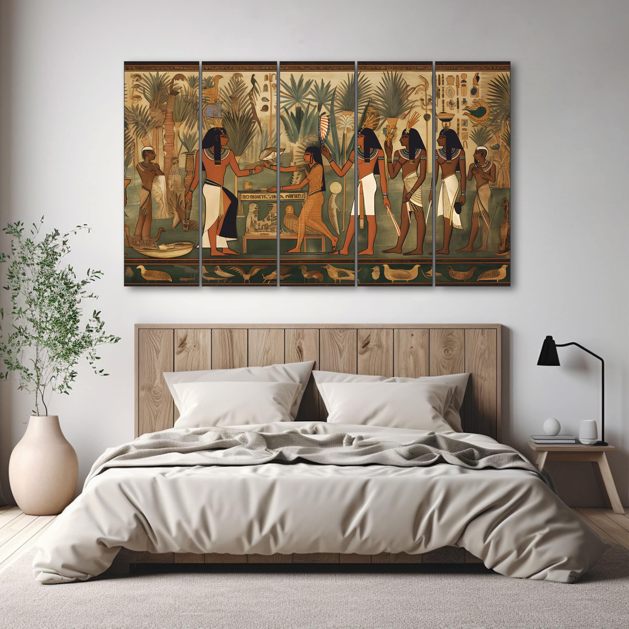 The Castle Decor Egyptian Art Wall Painting Wooden Framed Digital Painting 27x48 Inch - The Castle Decor