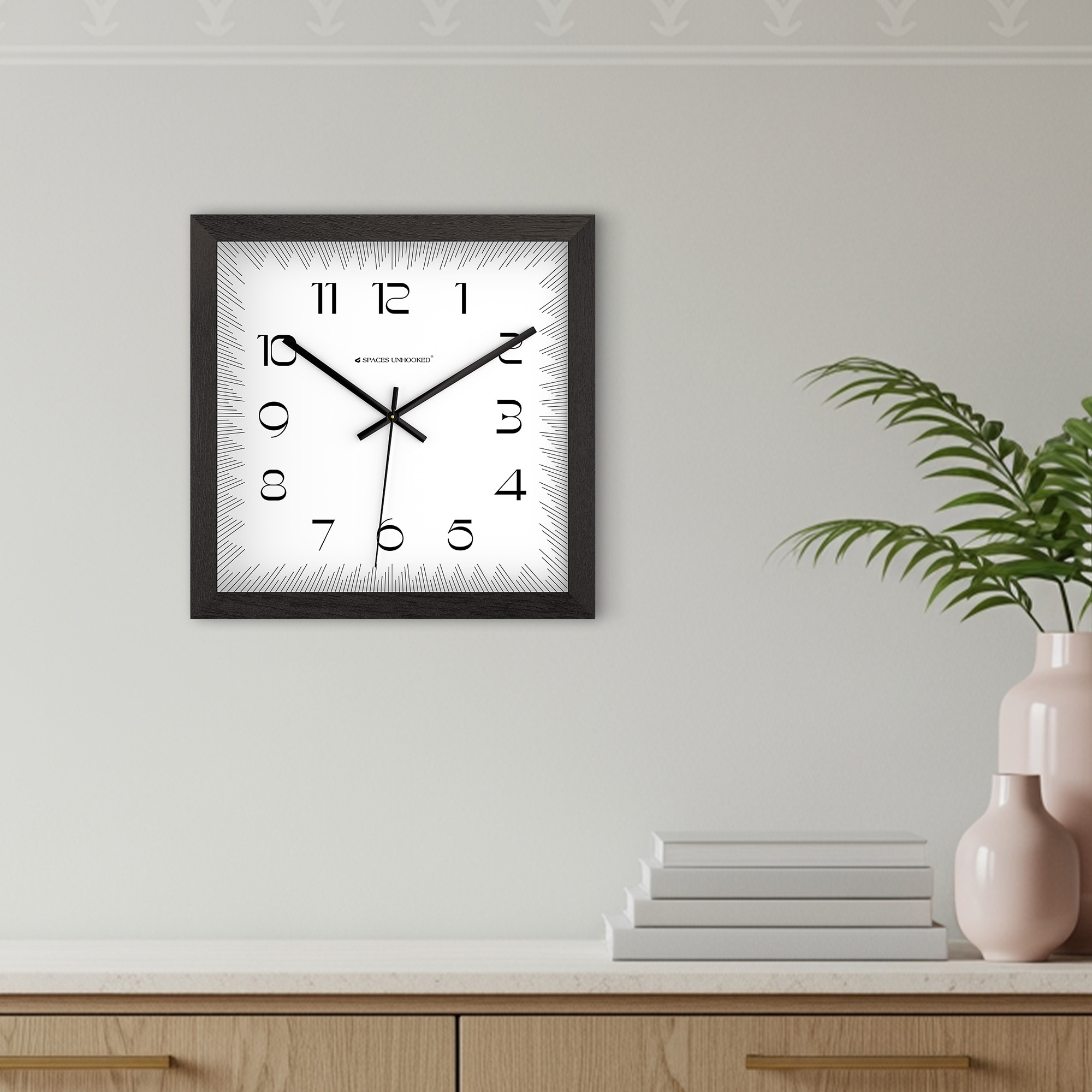 Contemporary Dial Wooden Square Wall Clock